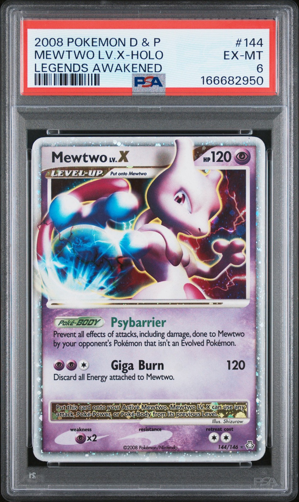 2008 Pokemon Diamond & Pearl Legends Awakened Mewtwo LV.X-Holo 144