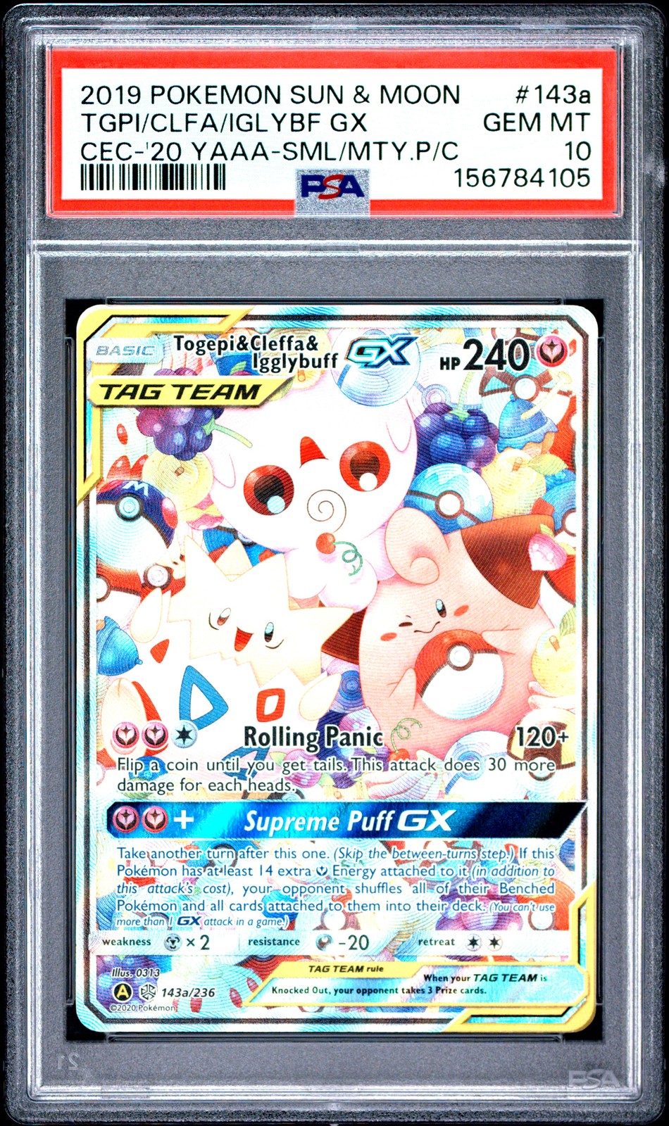 2019 Pokemon Sun & Moon Cosmic Eclipse Togepi & Cleffa & Igglybuff GX 2020 Yellow A Alternate Art Small But Mighty Premium Collection 143a