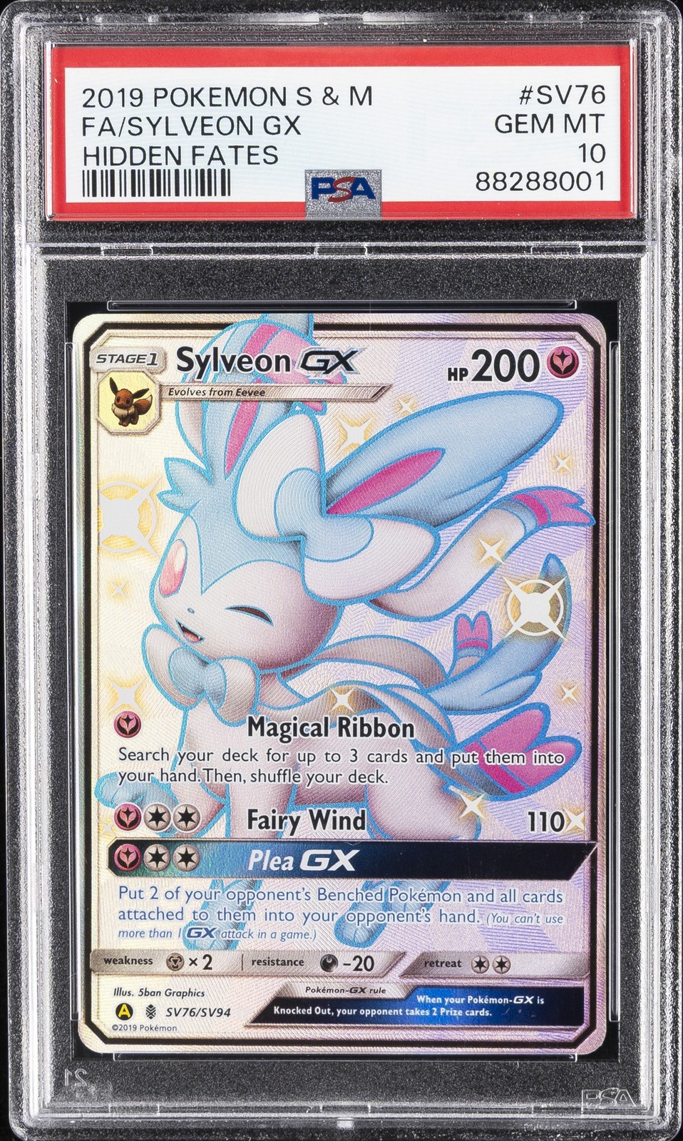 2019 Pokemon Sun & Moon Hidden Fates Full Art/Sylveon GX SV76