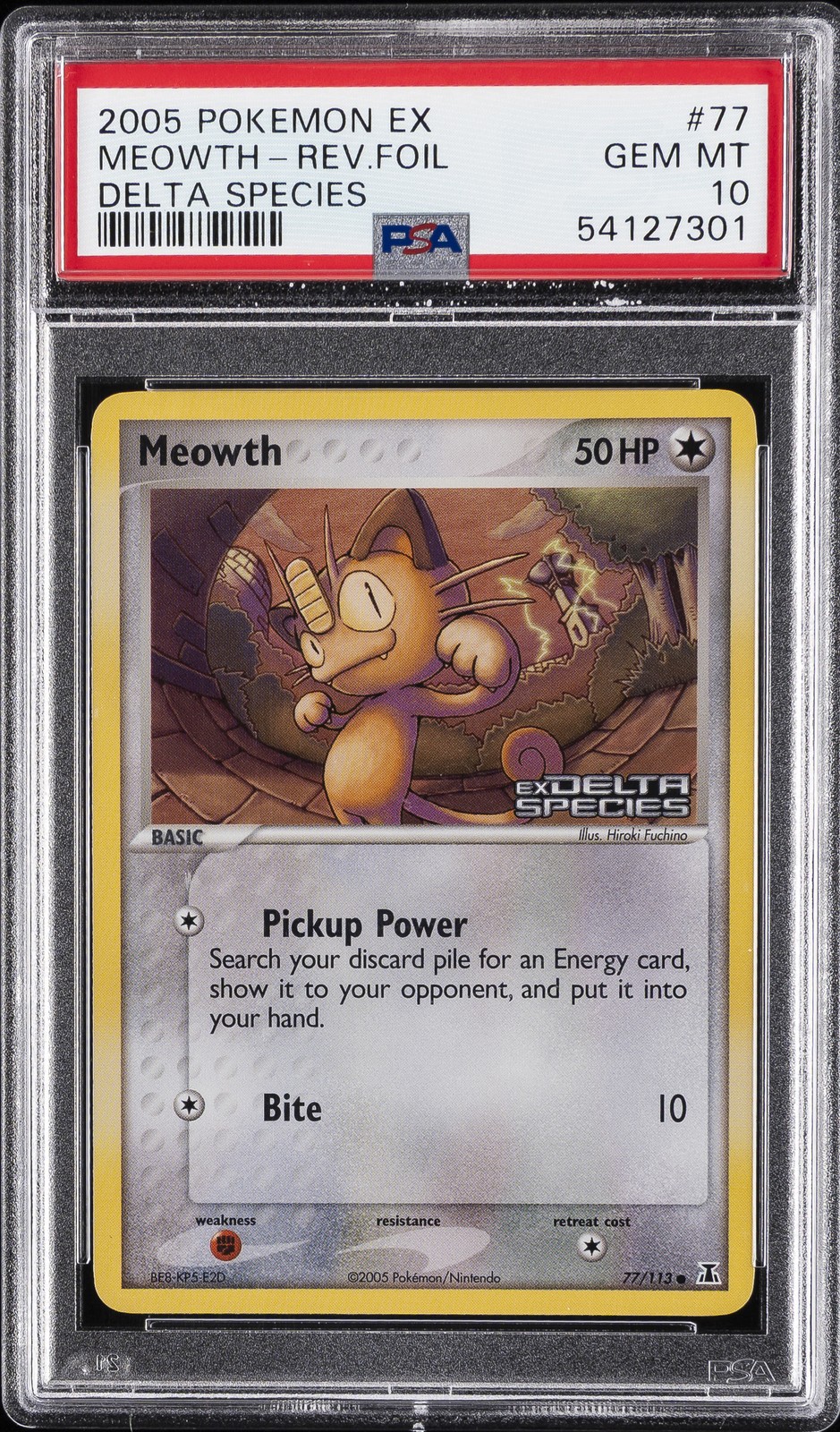 2005 Pokemon EX Delta Species Meowth-Reverse Foil 77