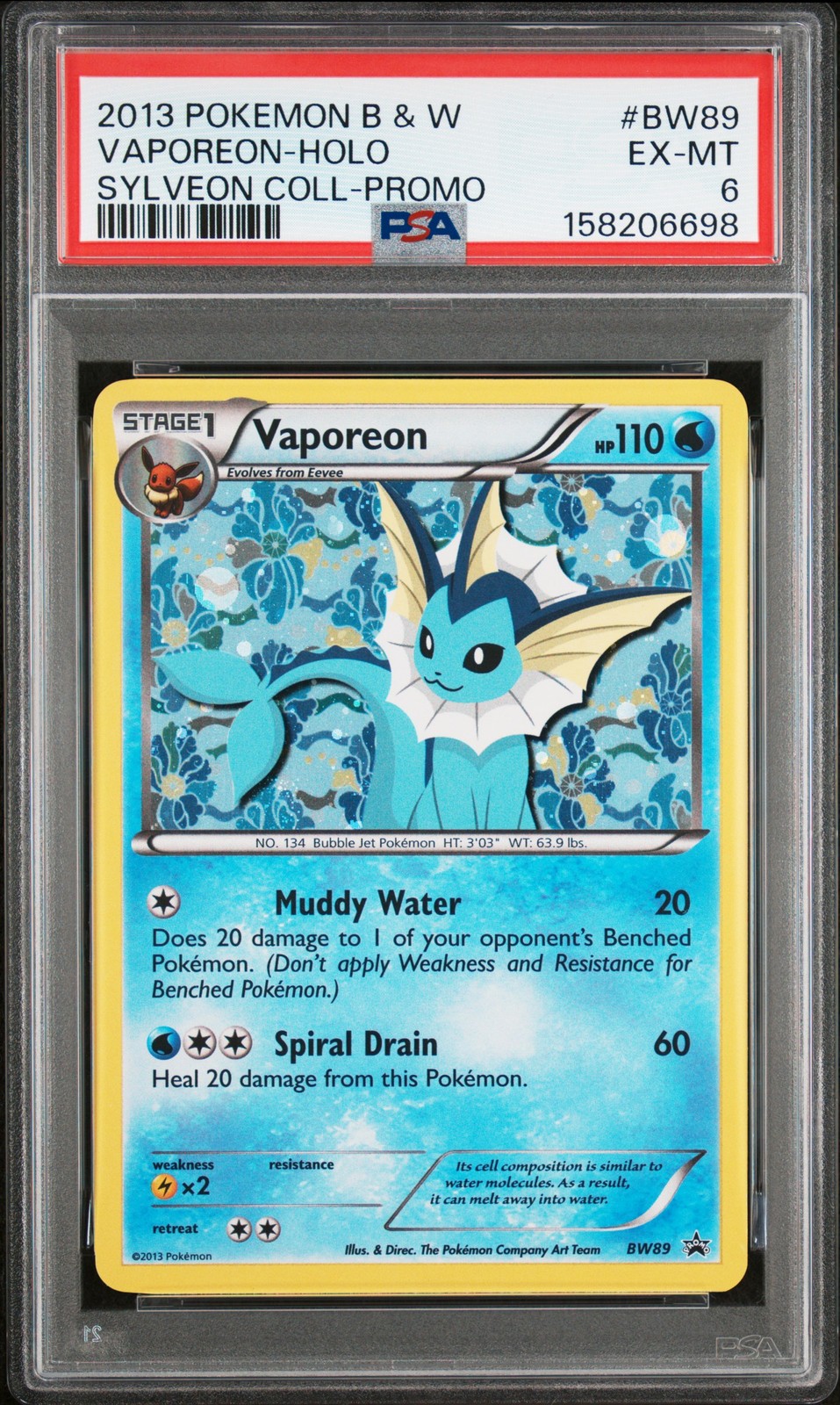 2013 Pokemon Black & White Promo Vaporeon-Holo Sylveon Collection BW89