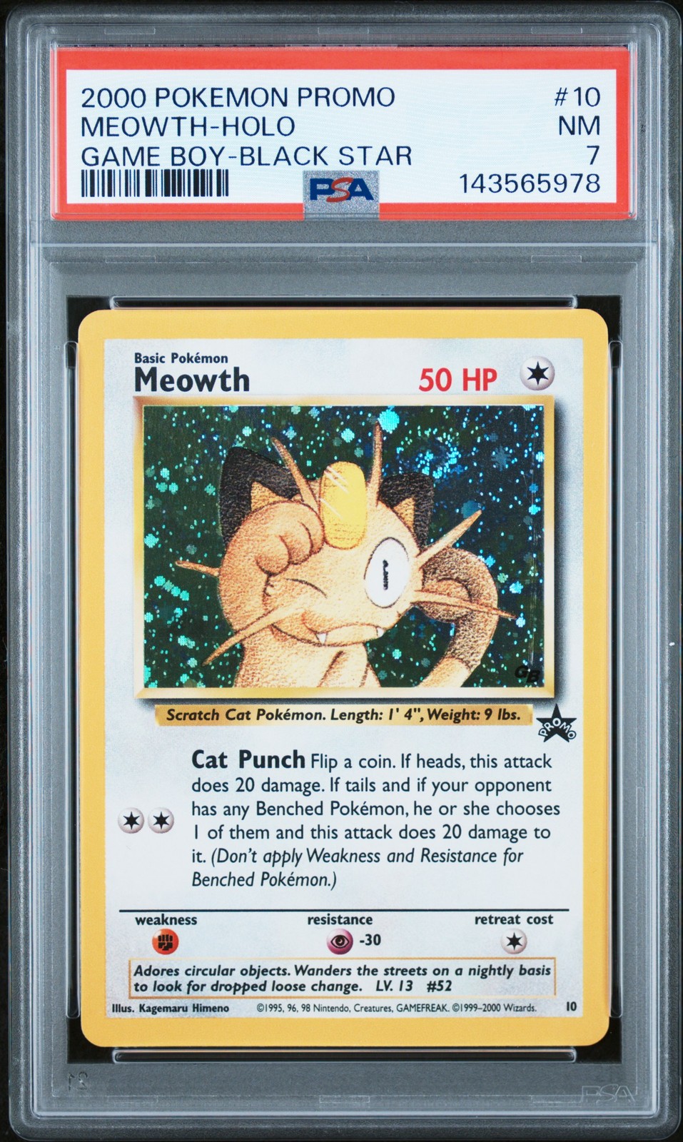 2000 Pokemon Promo Black Star Meowth-Holo Game Boy 10