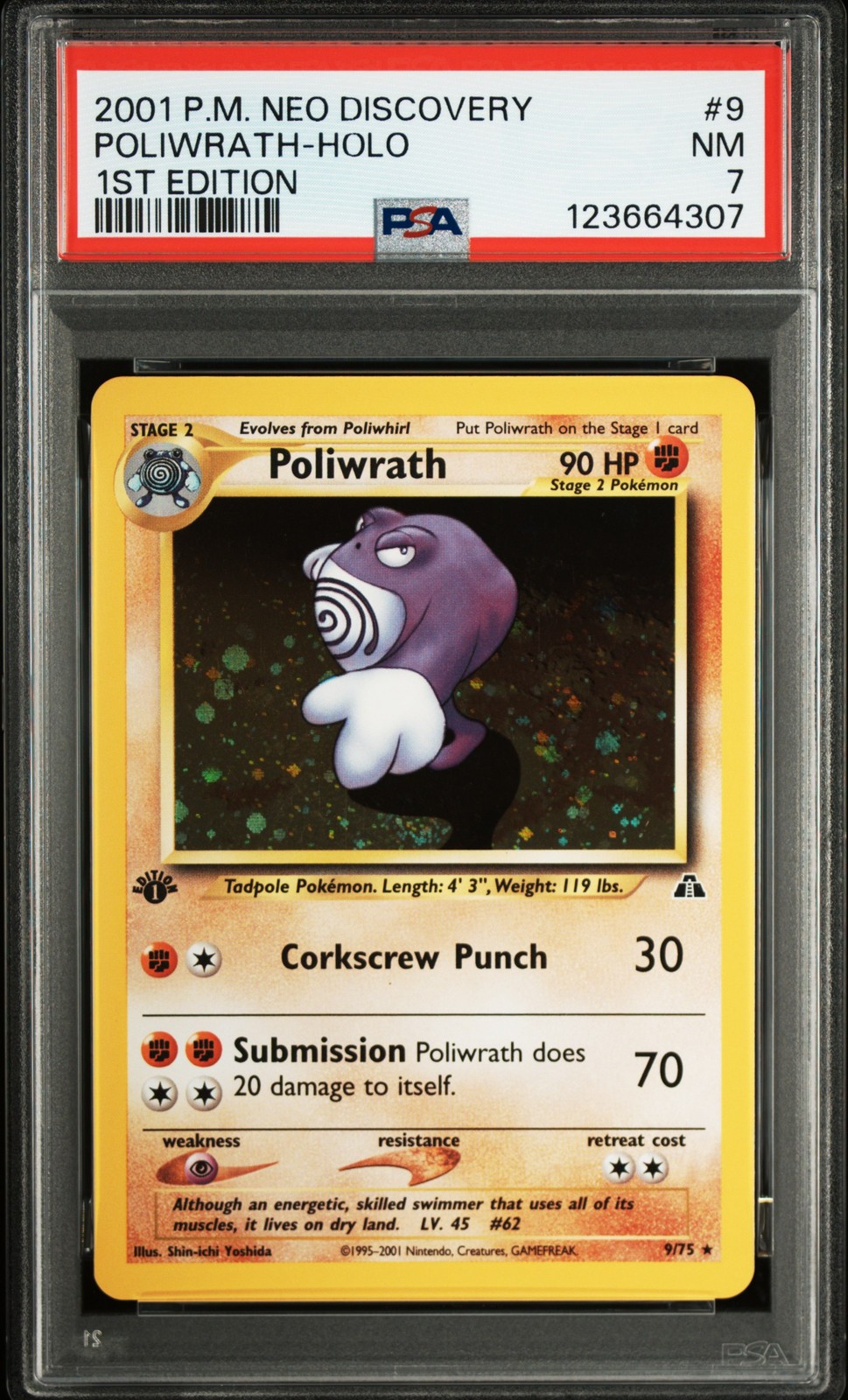 2001 Pokemon Neo Discovery Poliwrath-Holo 1st Edition 9