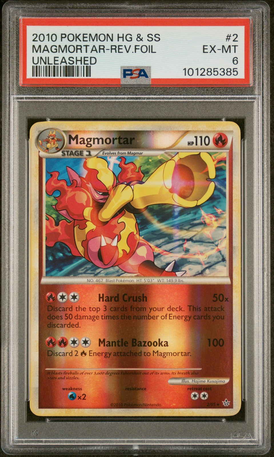 2010 Pokemon Heartgold & Soulsilver Unleashed Magmortar-Reverse Foil 2
