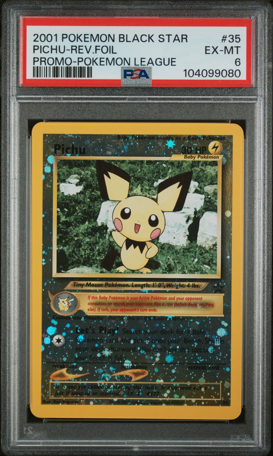 2001 Pokemon Promo Black Star Pichu-Reverse Foil Pokemon League 35