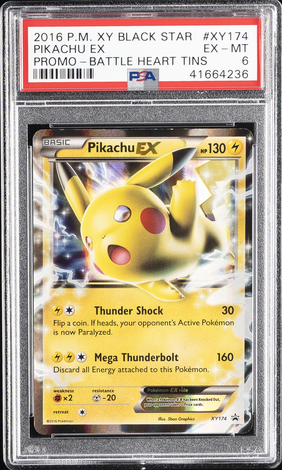 2016 Pokemon XY Black Star Promo Pikachu EX Battle Heart Tins XY174