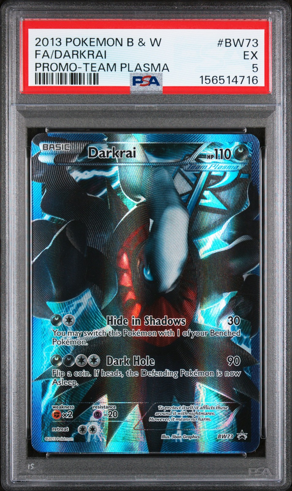2013 Pokemon Black & White Promo Full Art/Darkrai Team Plasma BW73