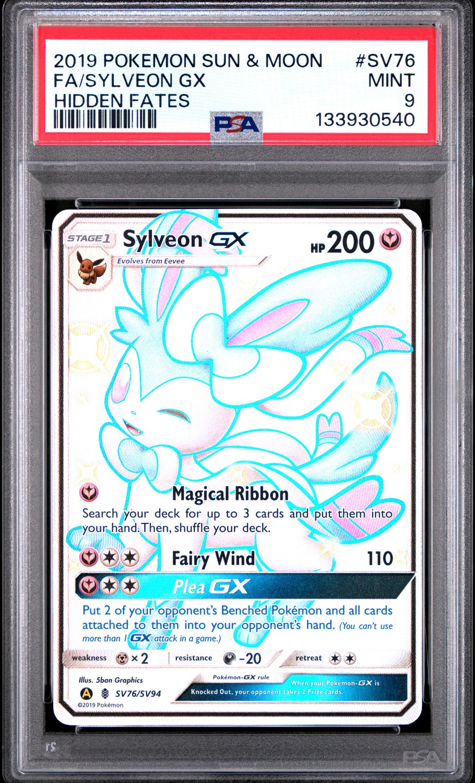 2019 Pokemon Sun & Moon Hidden Fates Full Art/Sylveon GX SV76