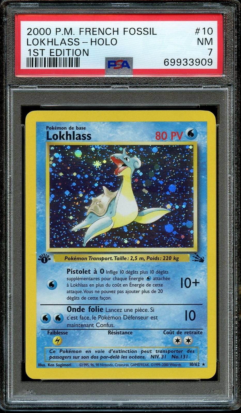 2000 Pokemon French Fossil Lokhlass-Holo 1st Edition 10