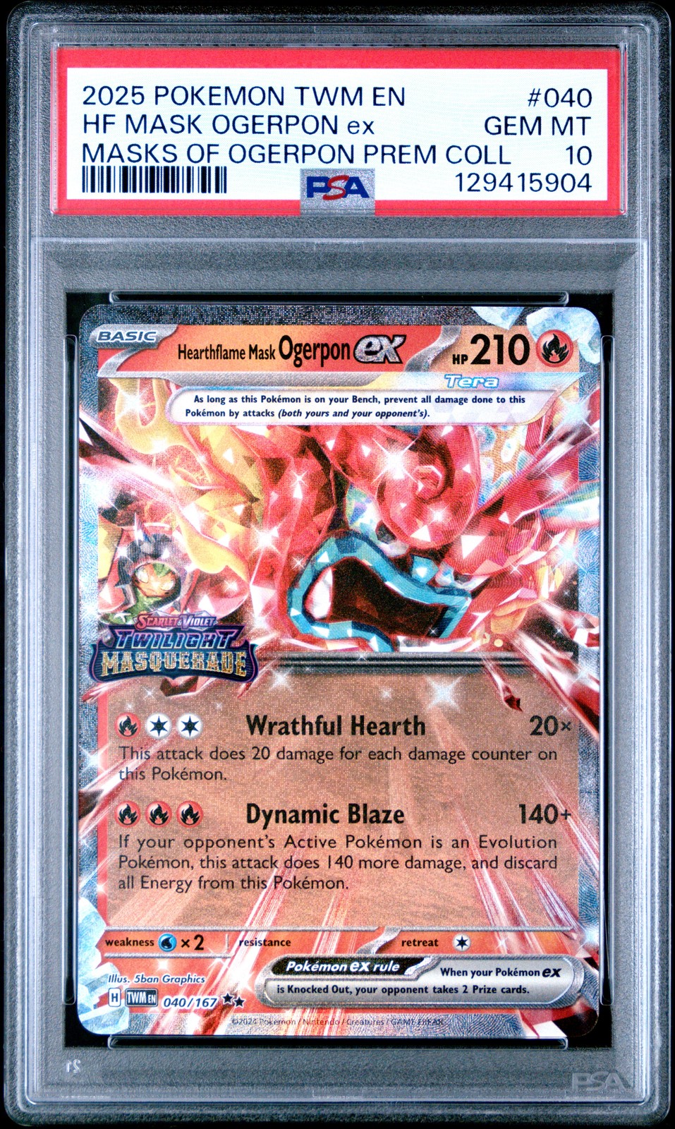 2025 Pokemon Twm EN-Twilight Masquerade Hearthflame Mask Ogerpon EX Masks of Ogerpon Premium Collection 040