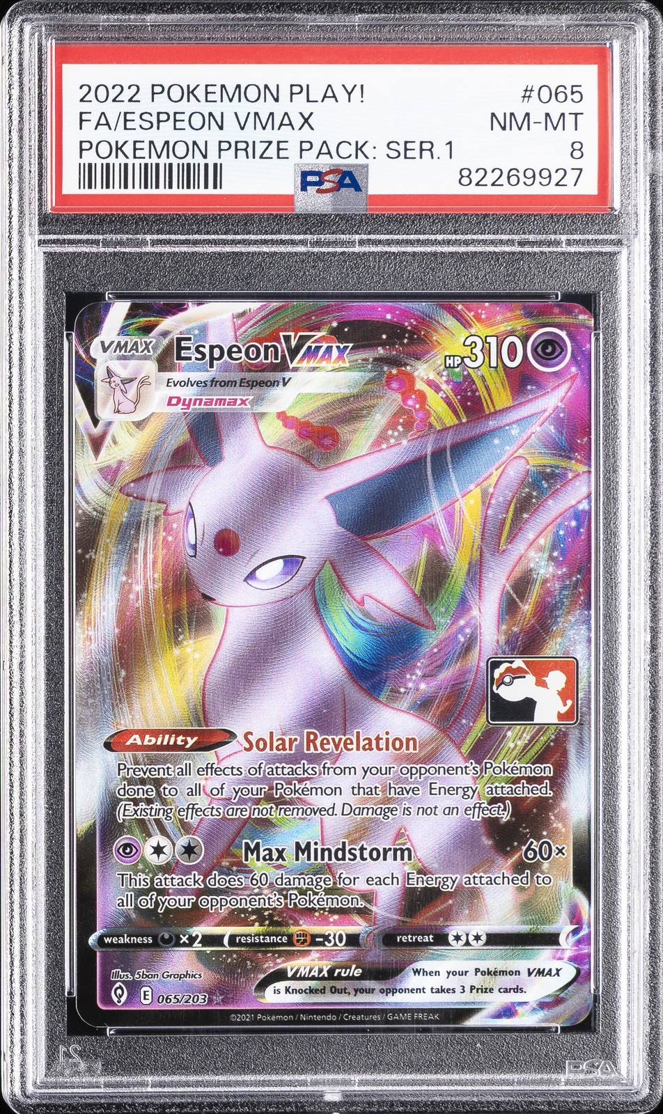 2022-2023 Pokemon Play! Pokemon Prize Pack Full Art/Espeon Vmax 065