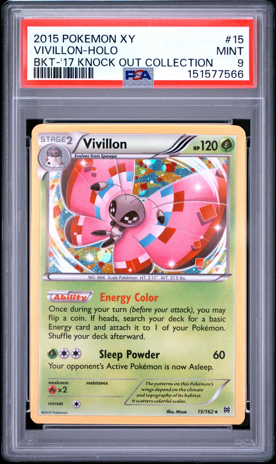 2015 Pokemon XY Breakthrough Vivillon-Holo 2017 Knock Out Collection 15
