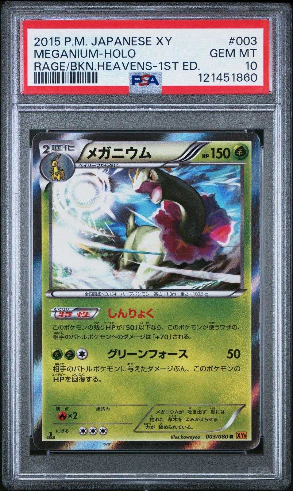 2015 Pokemon Japanese XY Rage of the Broken Heavens Meganium-Holo 1st Edition 003