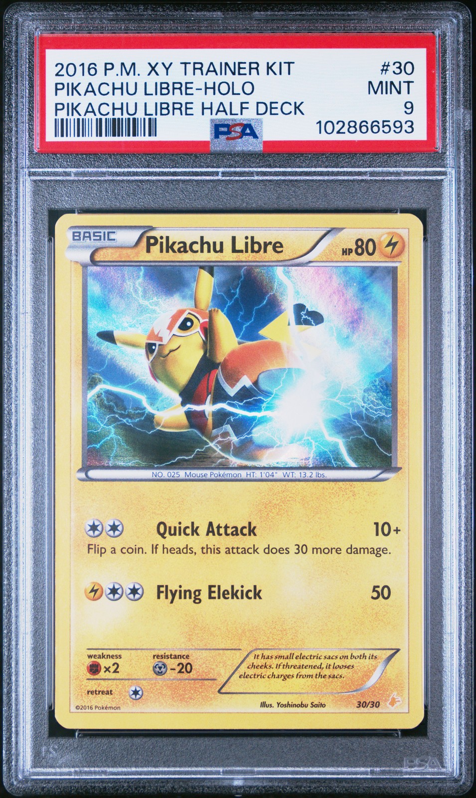2016 Pokemon XY Trainer Kit Pikachu Libre Half Deck Pikachu Libre-Holo 30