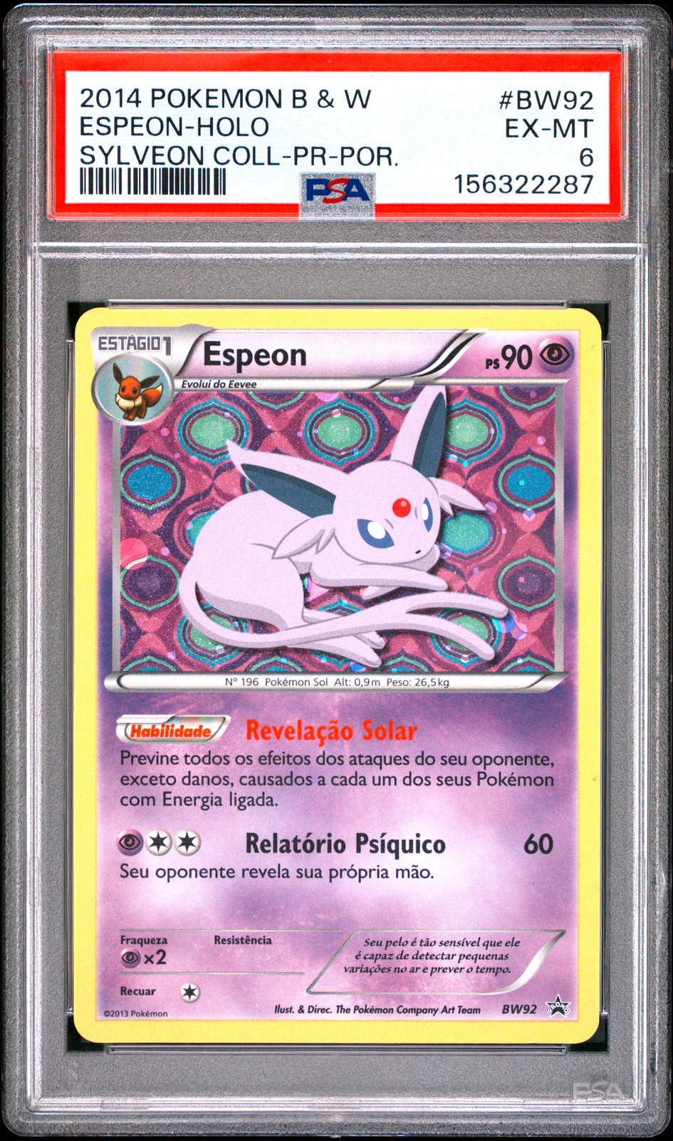 2014 Pokemon Black & White Promo Espeon-Holo Sylveon Collection-Portuguese BW92