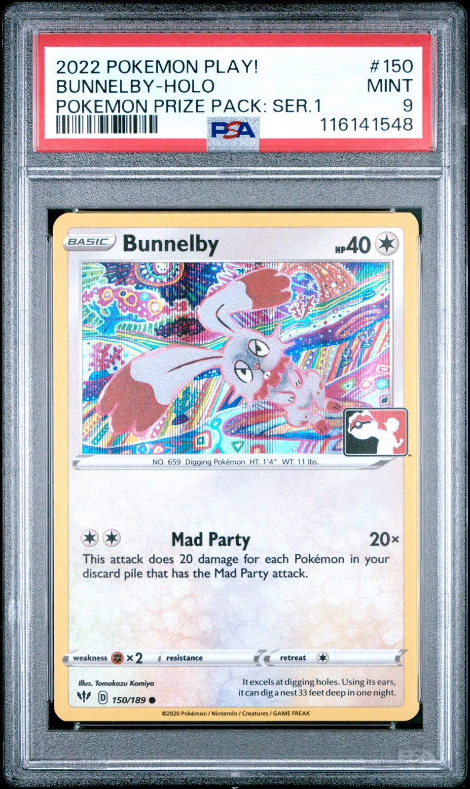 2022 Pokemon Play! Pokemon Prize Pack: Series 1 Bunnelby-Holo 150