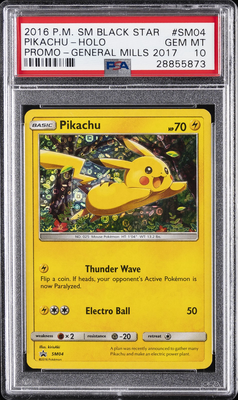 2016 Pokemon SM Black Star Promo Pikachu-Holo General Mills 2017 SM04