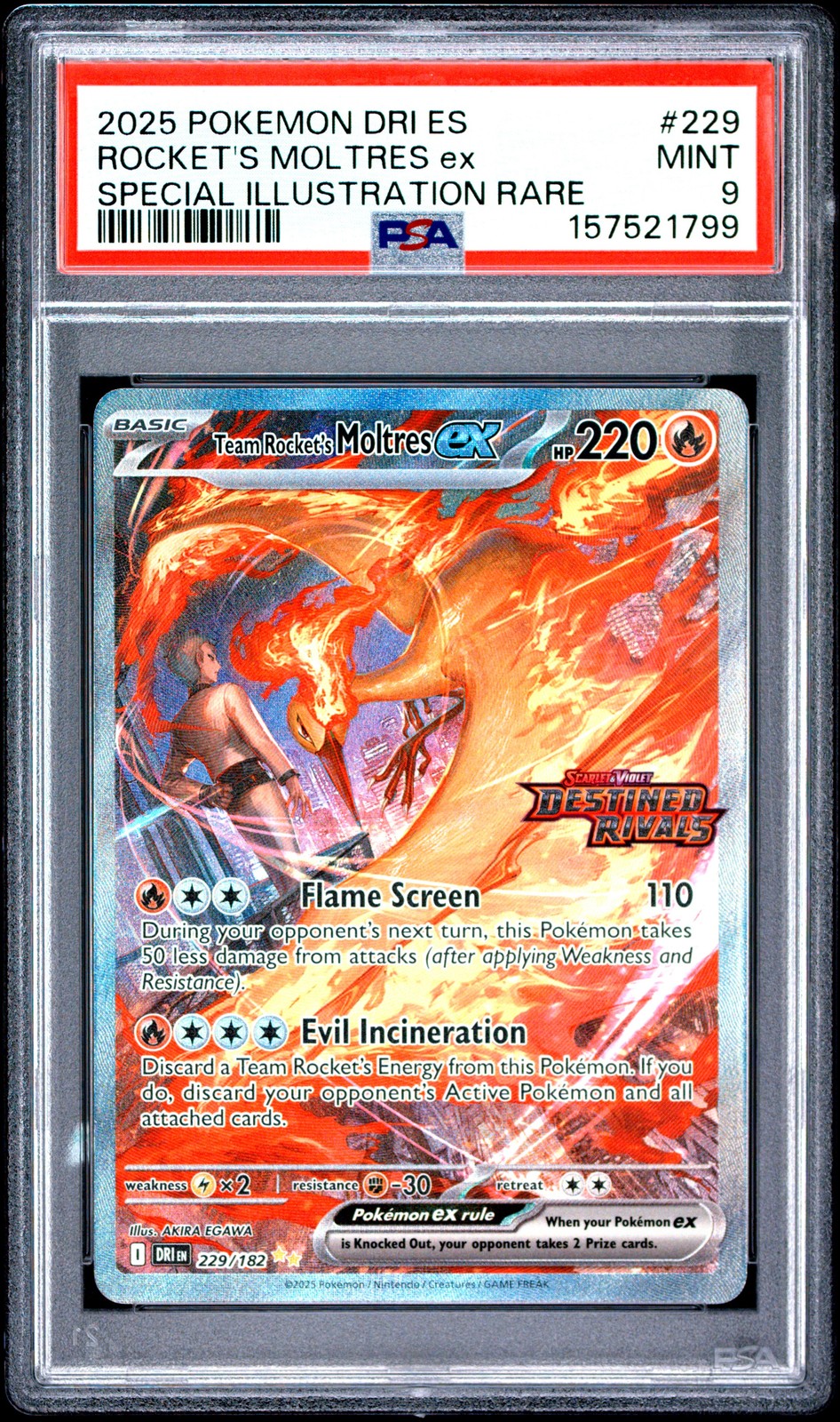 2025 Pokemon Spanish Dri ES-Destined Rivals Team Rocket's Moltres EX Special Illustration Rare 229
