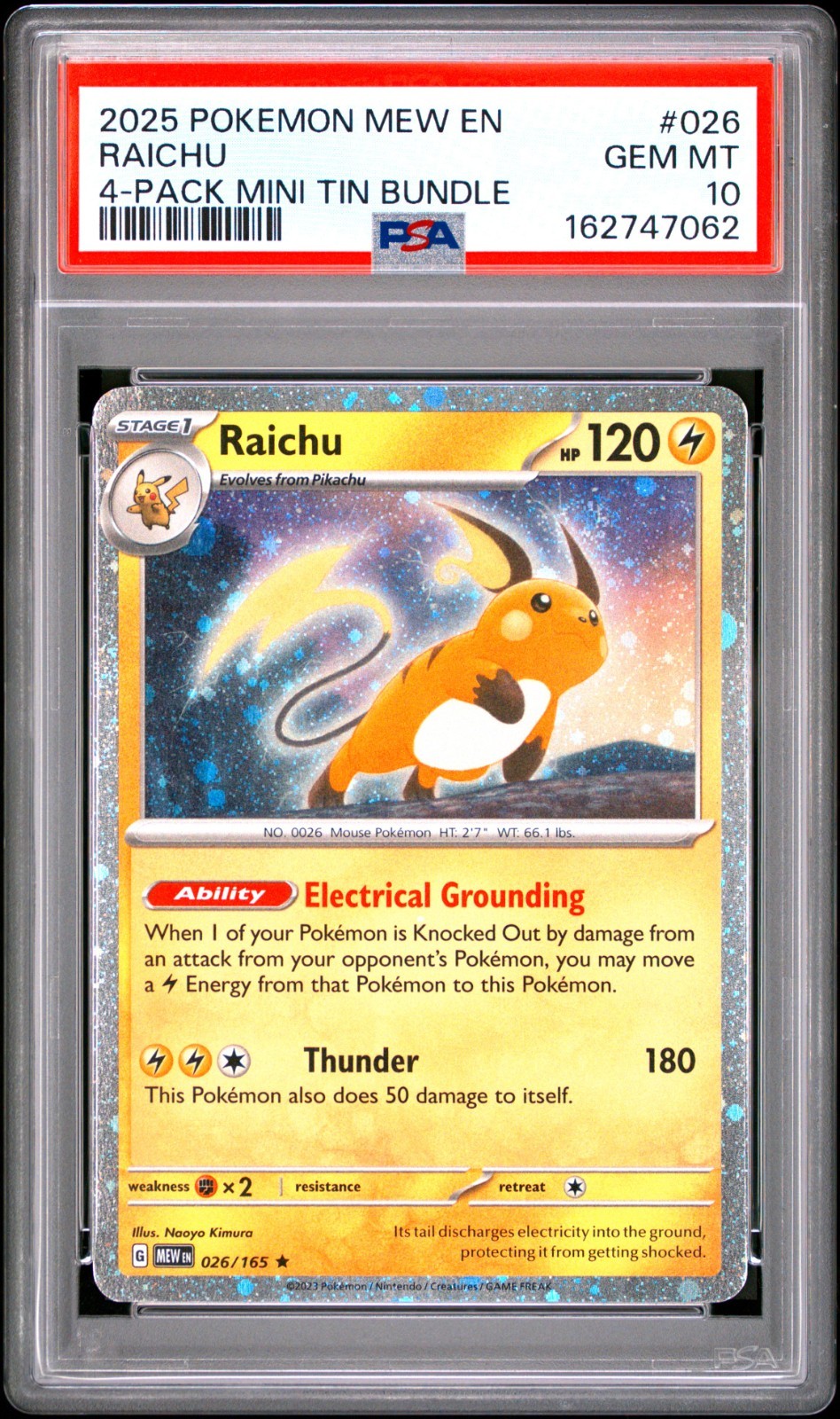 2025 Pokemon Mew EN-151 Raichu 4-Pack Mini Tin Bundle 026