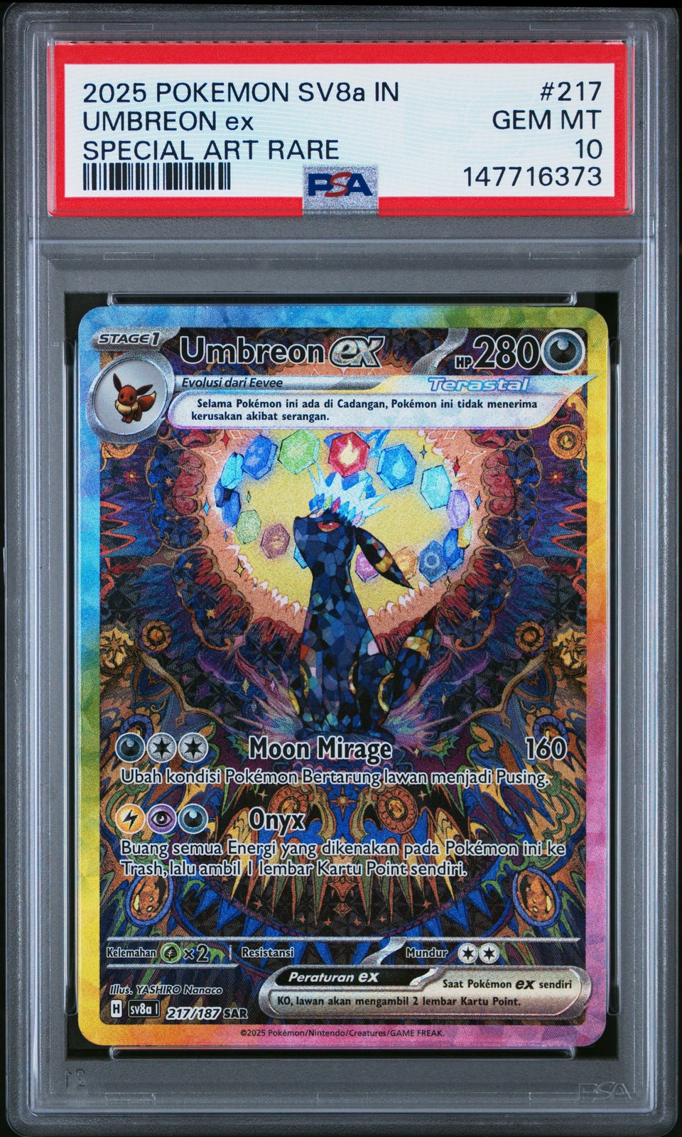 2025 Pokemon Indonesian Sv8a I-Terastal Fest EX Umbreon EX Special Art Rare 217
