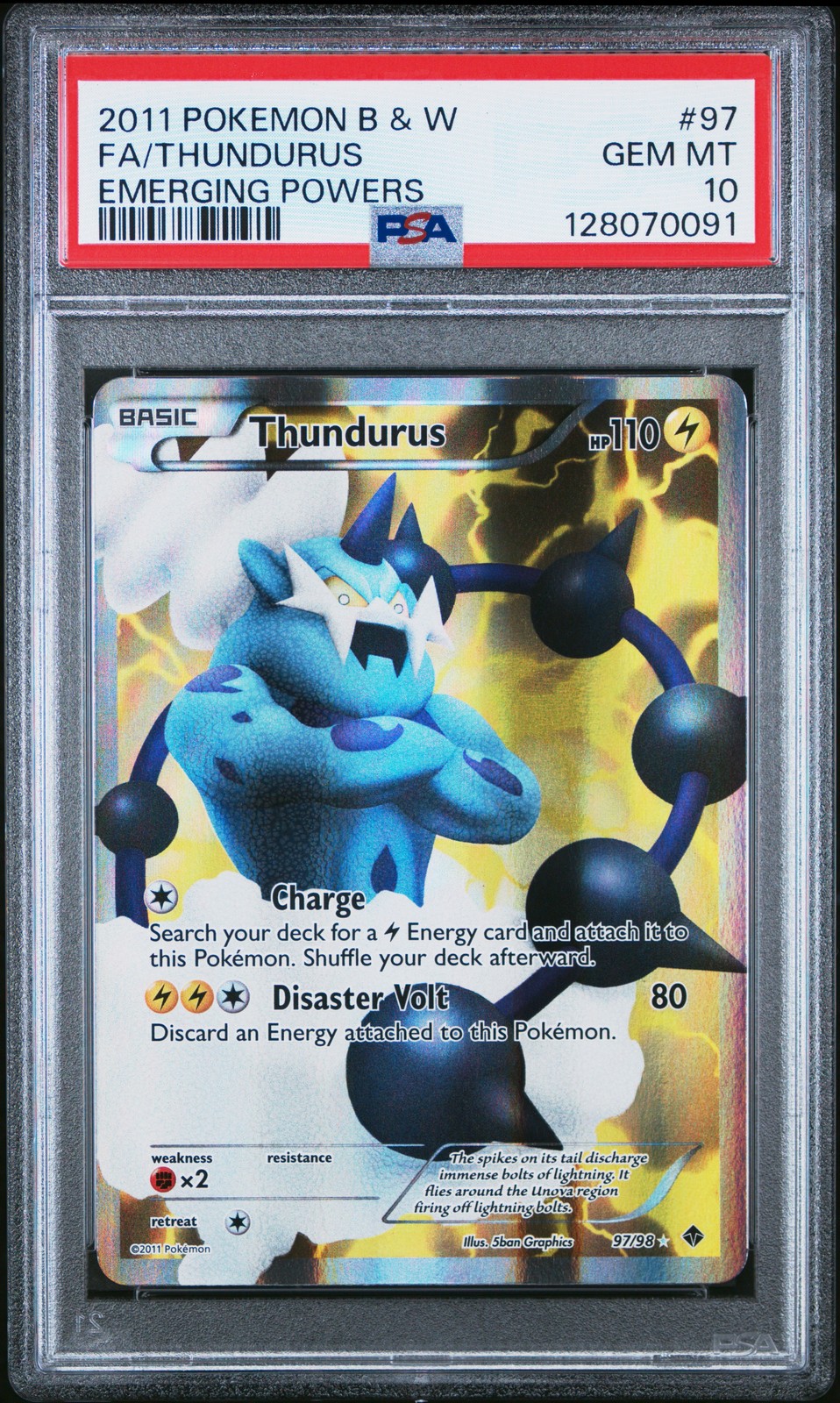2011 Pokemon Black & White Emerging Powers Full Art/Thundurus 97