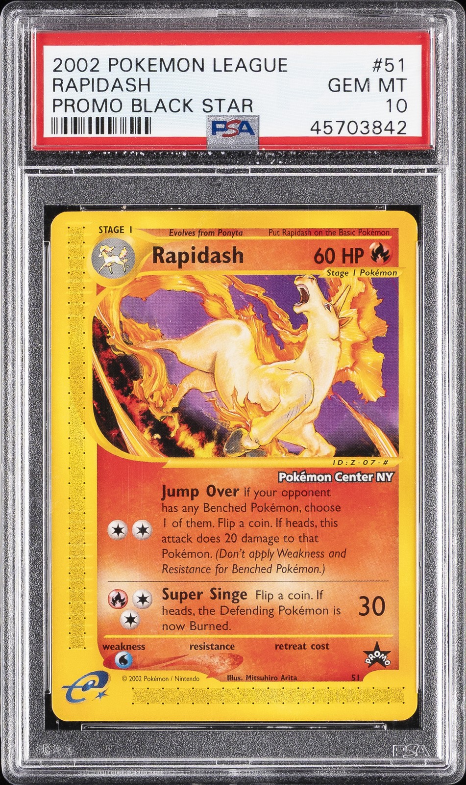 2002 Pokemon Game Promo Rapidash Black Star-Pokemon Center NY 51