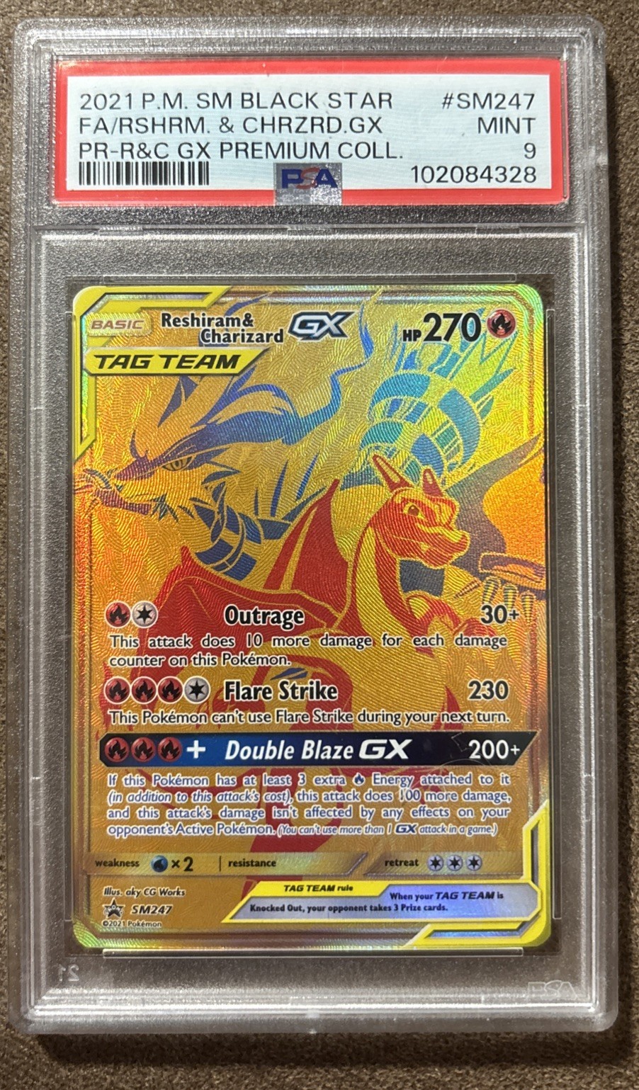 2021 Pokemon SM Black Star Promo Full Art/Reshiram & Charizard GX Reshiram & Charizard GX Premium Collection SM247