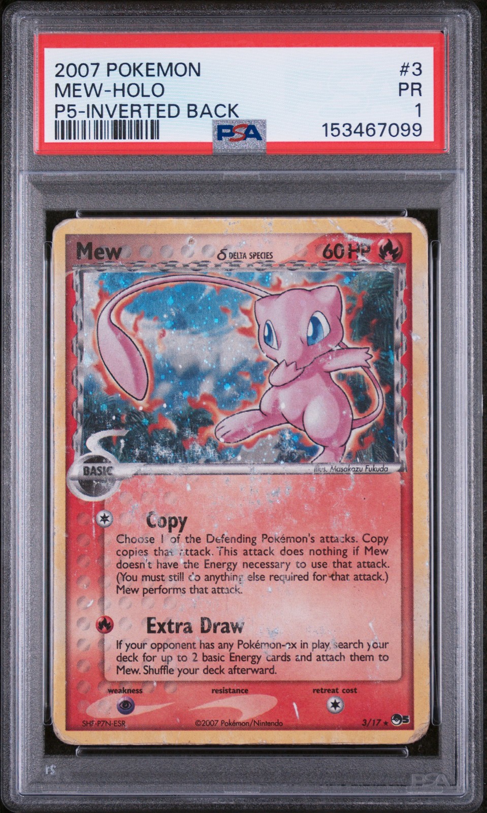 2007 Pokemon Pop Series 5 Mew-Holo Inverted Back 3