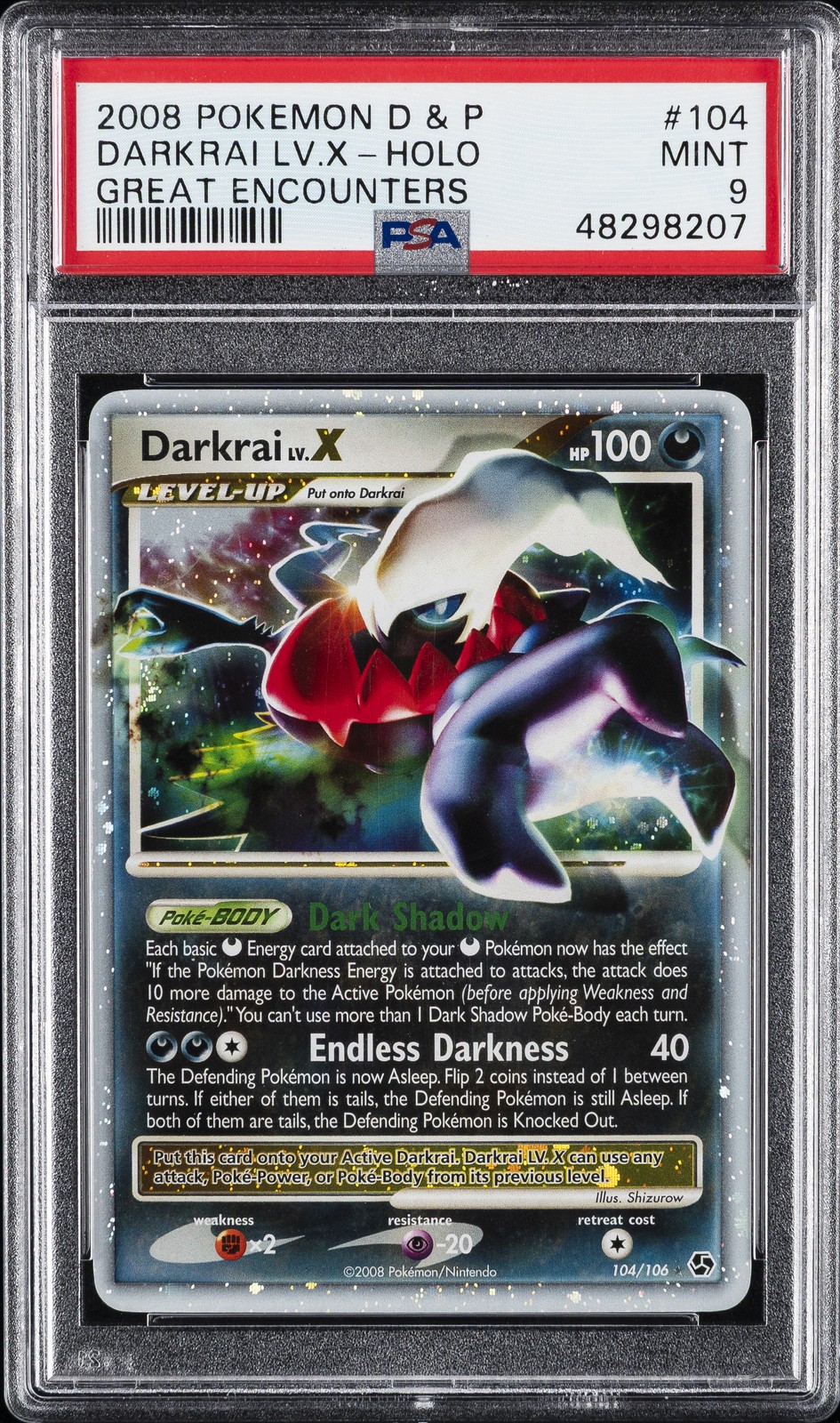 2008 Pokemon Diamond & Pearl Great Encounters Darkrai LV.X-Holo 104