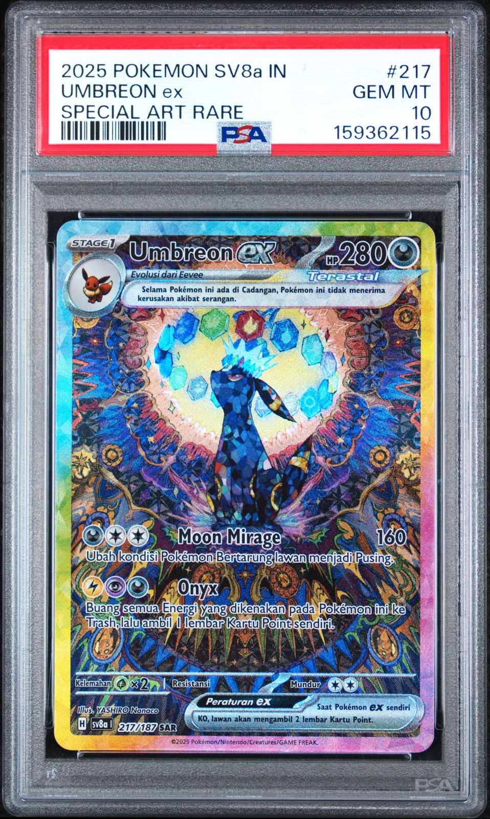 2025 Pokemon Indonesian Sv8a I-Terastal Fest EX Umbreon EX Special Art Rare 217