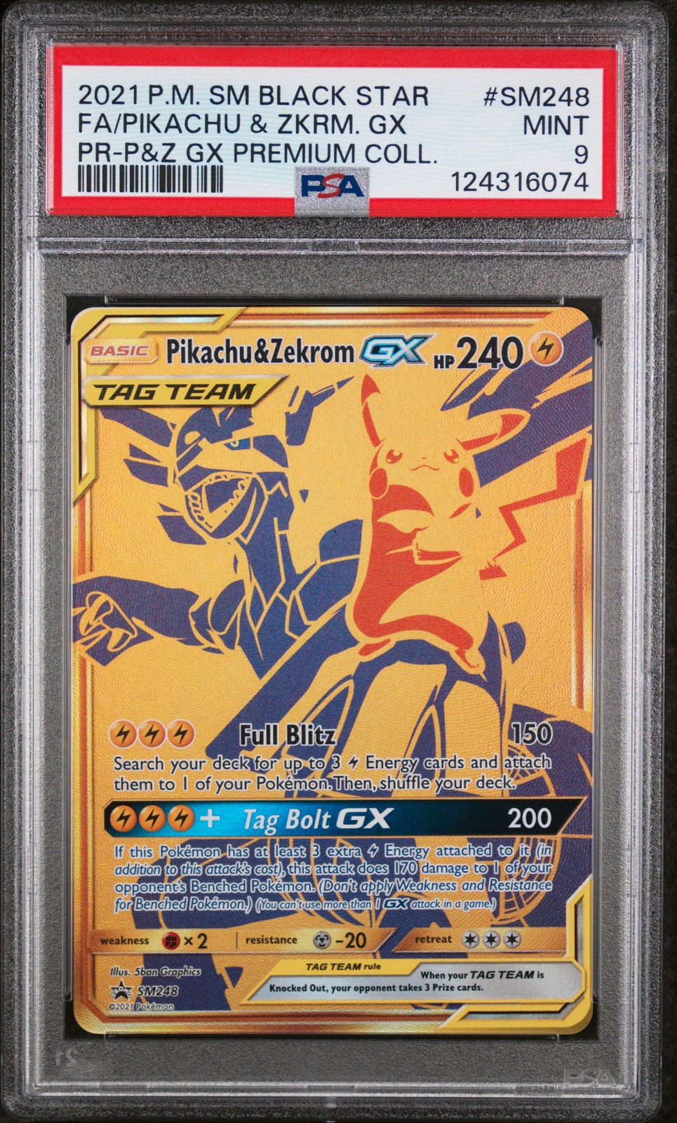 2021 Pokemon SM Black Star Promo Full Art/Pikachu & Zekrom GX Pikachu & Zekrom GX Premium Collection SM248