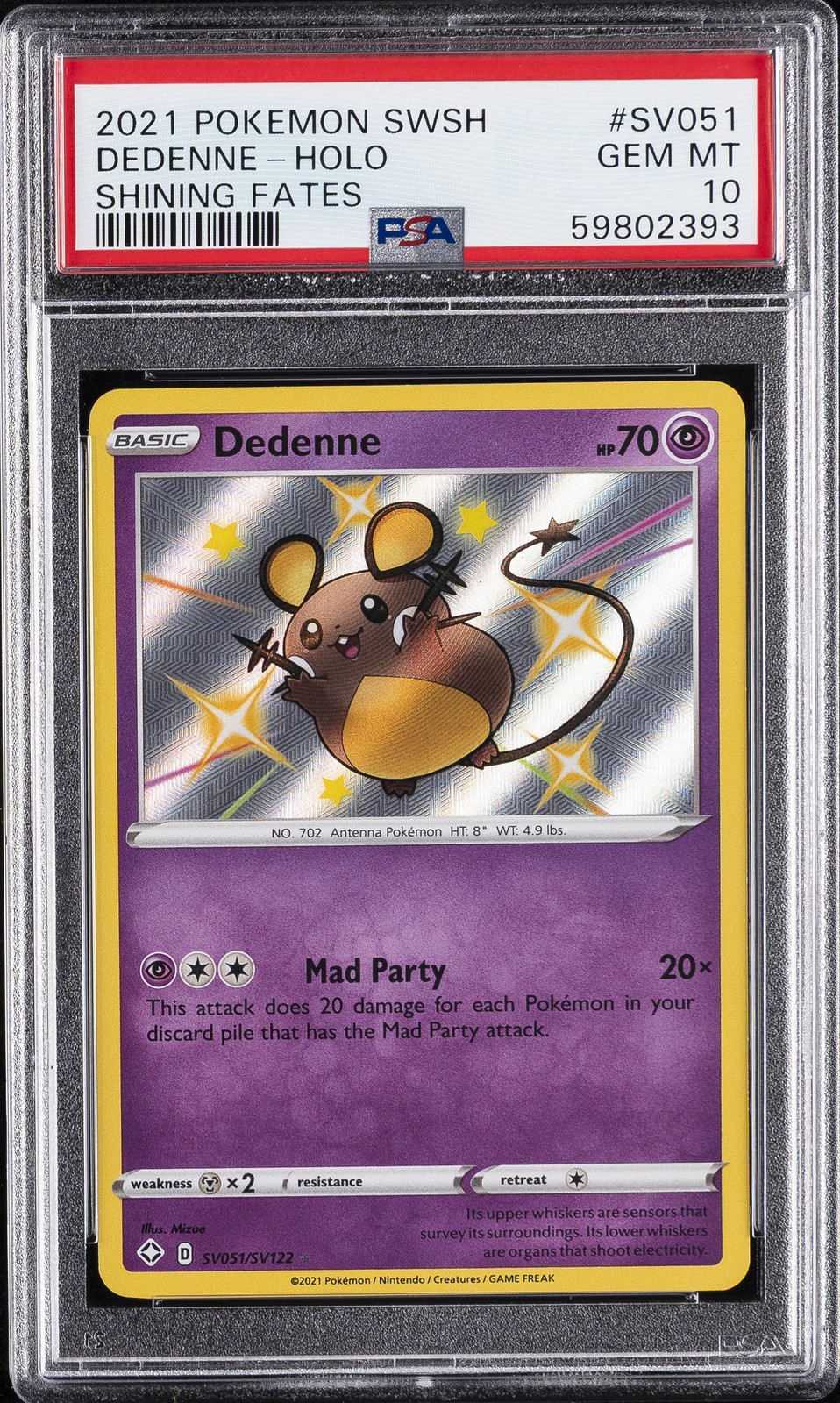 2021 Pokemon Sword & Shield Shining Fates Dedenne-Holo SV051