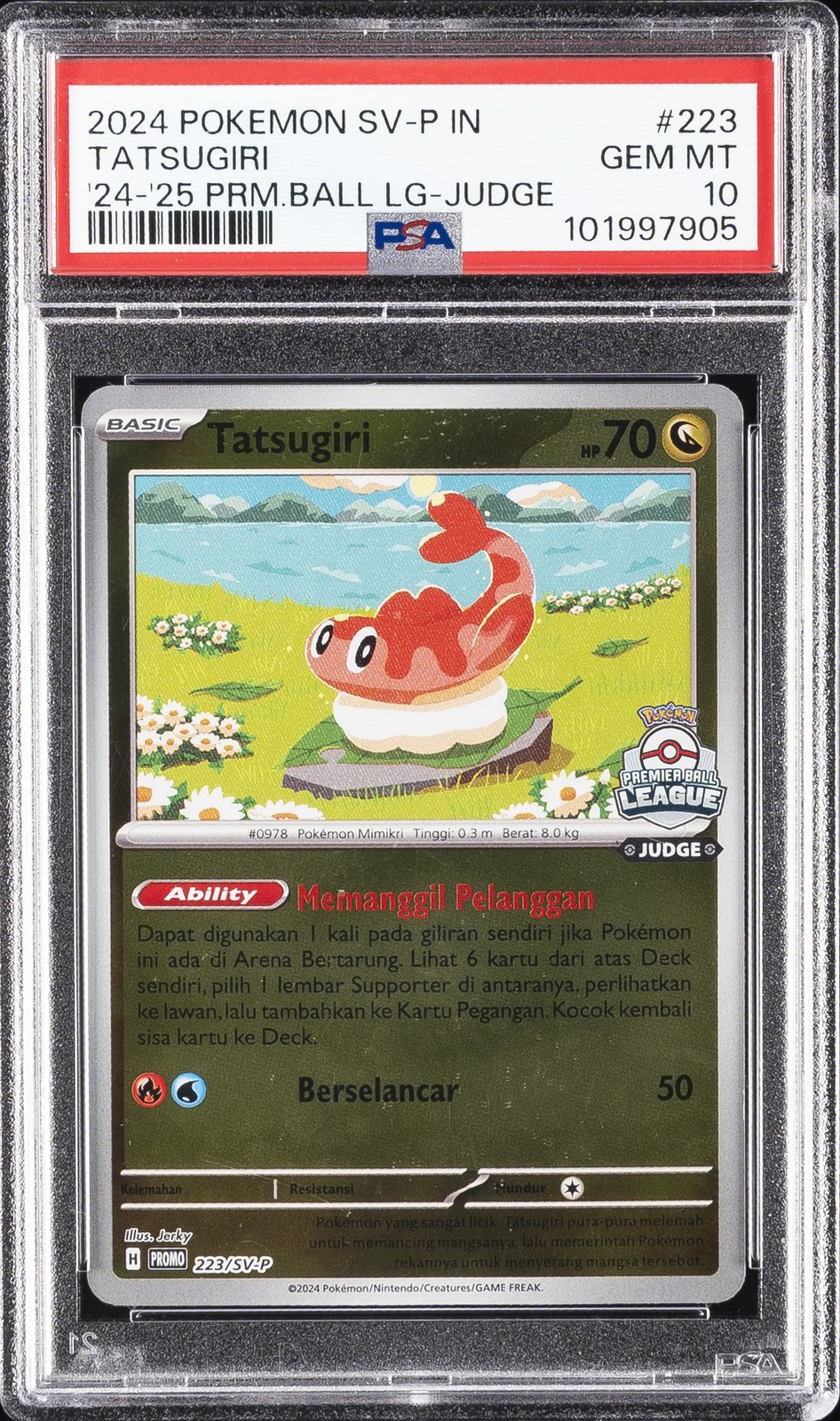 2024 Pokemon Indonesian SV-P Promo Tatsugiri Premier Ball League-Judge 223