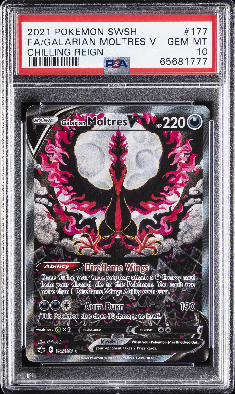 2021 Pokemon Sword & Shield Chilling Reign Full Art/Galarian Moltres V 177