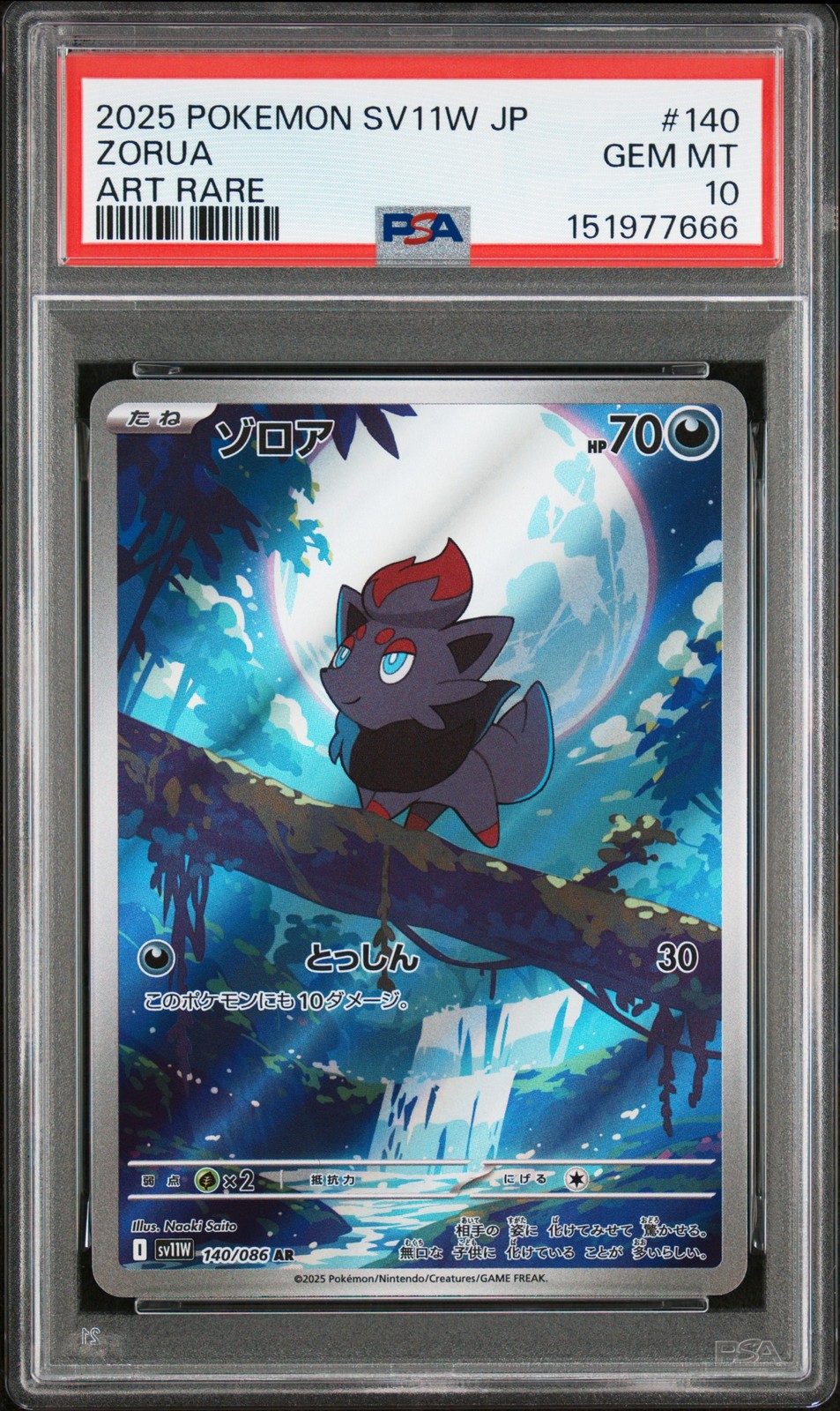 2025 Pokemon Japanese Sv11w-White Flare Zorua Art Rare 140