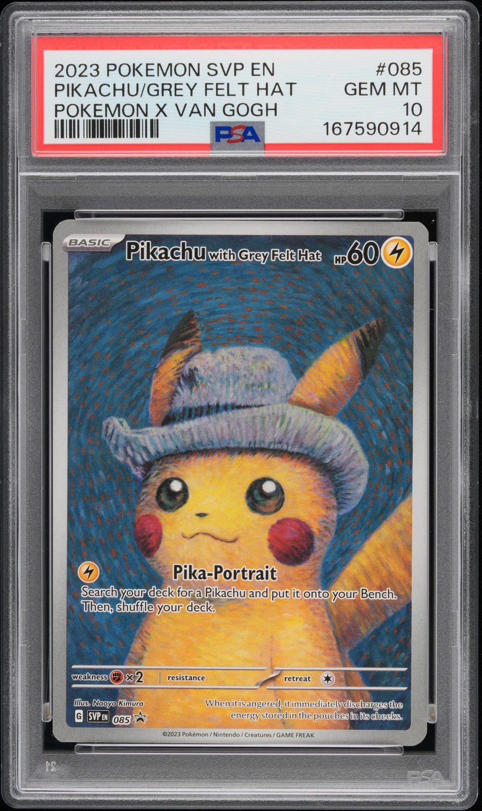 2023 Pokemon Svp EN-SV Black Star Promo Pikachu With Grey Felt Hat Pokemon X Van Gogh 085