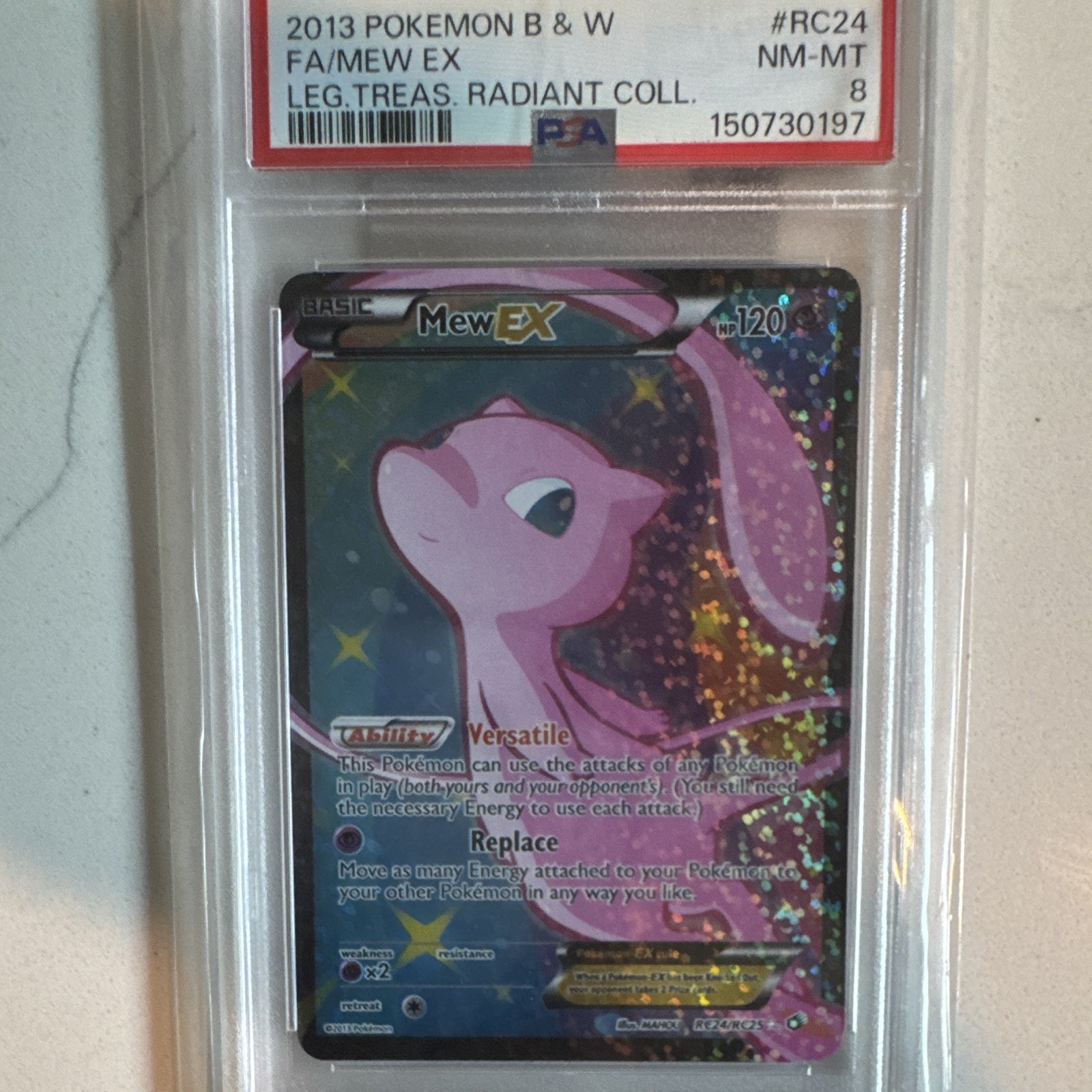 2013 Pokemon Black & White Legendary Treasures Radiant Collection Full Art/Mew EX RC24