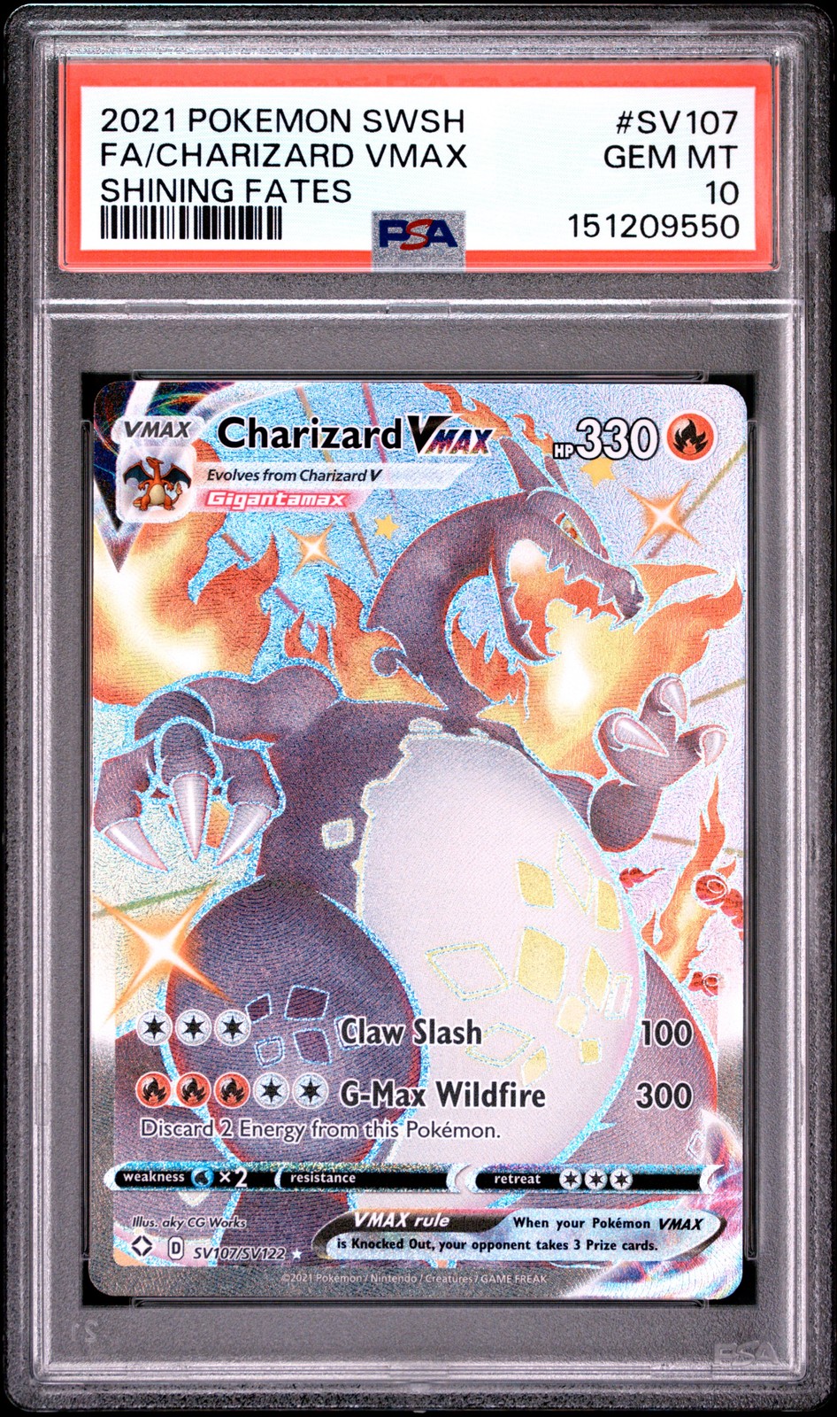 2021 Pokemon Sword & Shield Shining Fates Full Art/Charizard Vmax SV107