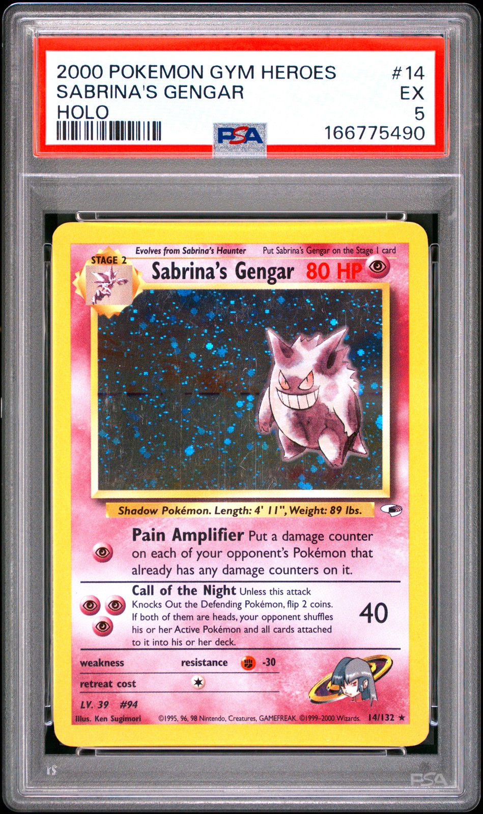 2000 Pokemon Gym Heroes Sabrina's Gengar Holo 14