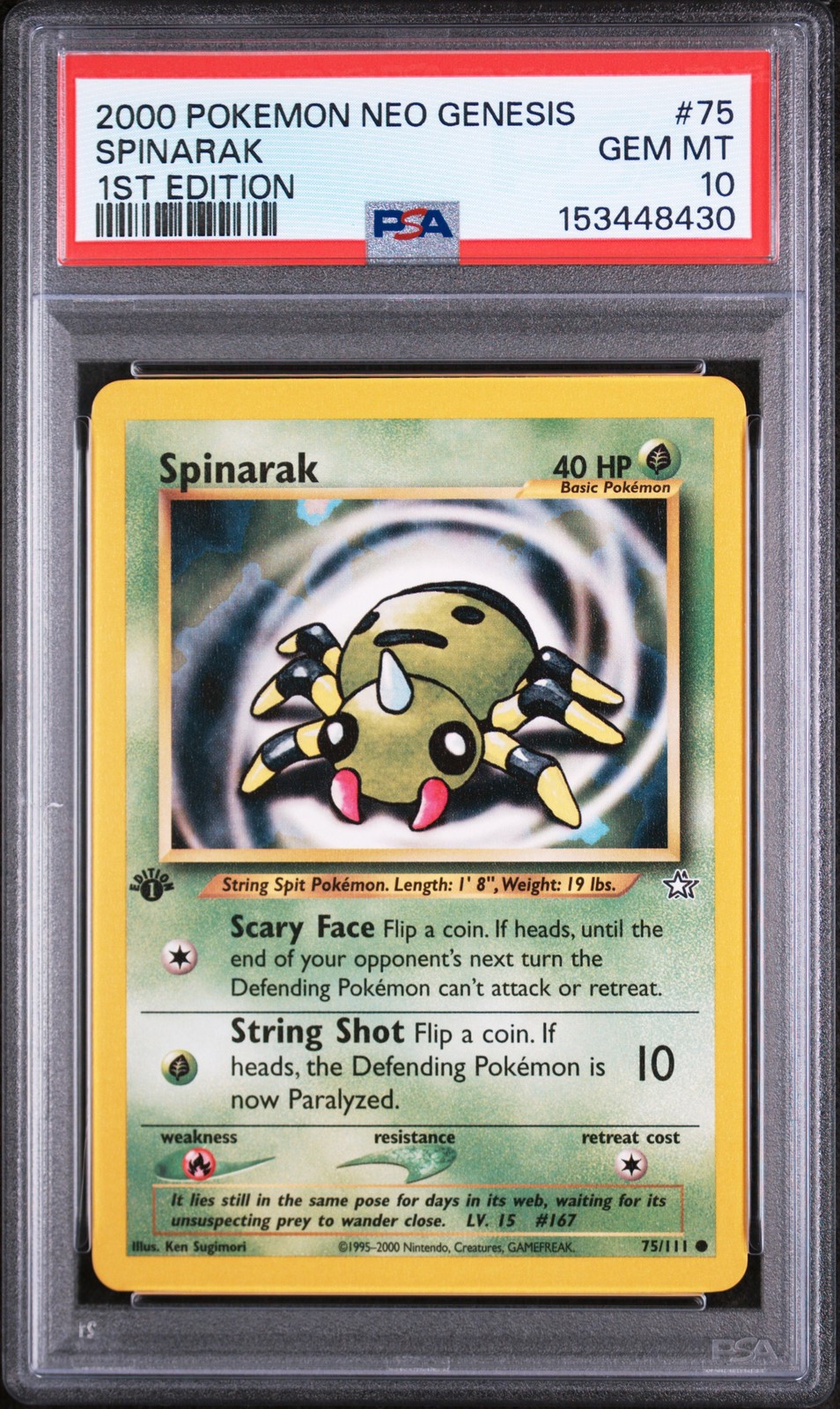 2000 Pokemon Neo Genesis 1st Edition Spinarak 75