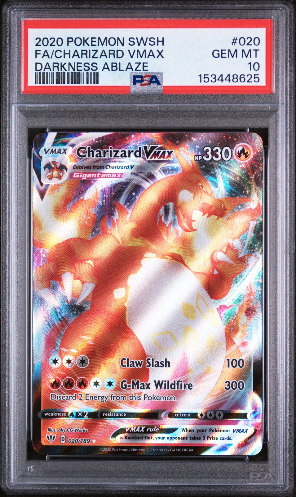 2020 Pokemon Sword & Shield Darkness Ablaze Full Art/Charizard Vmax 020