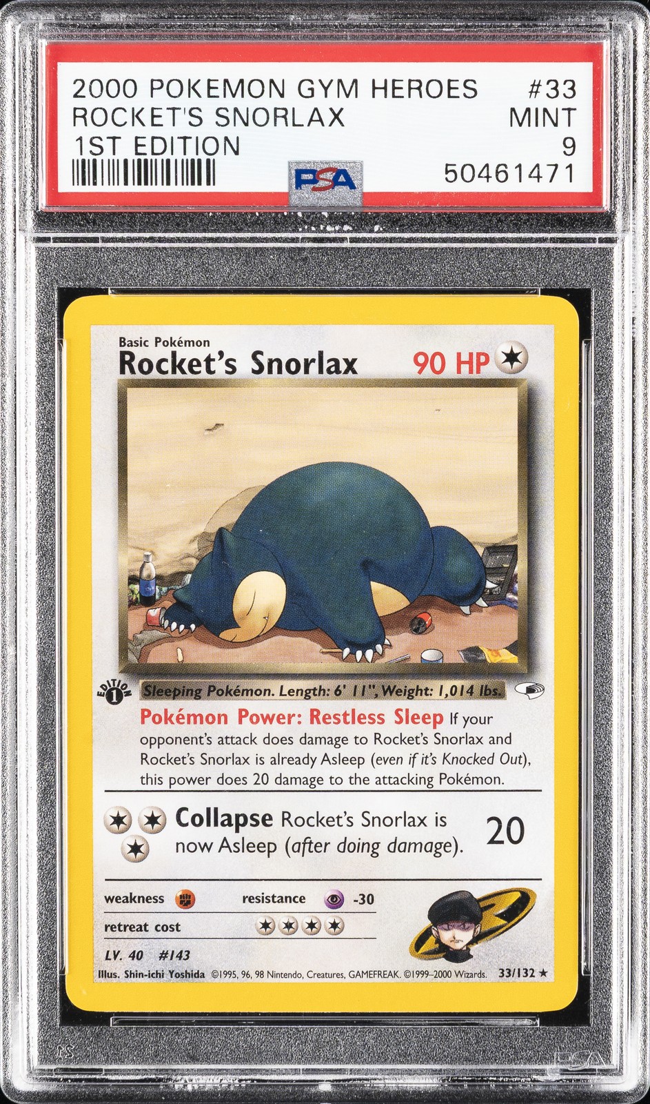 2000 Pokemon Gym Heroes Rocket's Snorlax 1st Edition 33