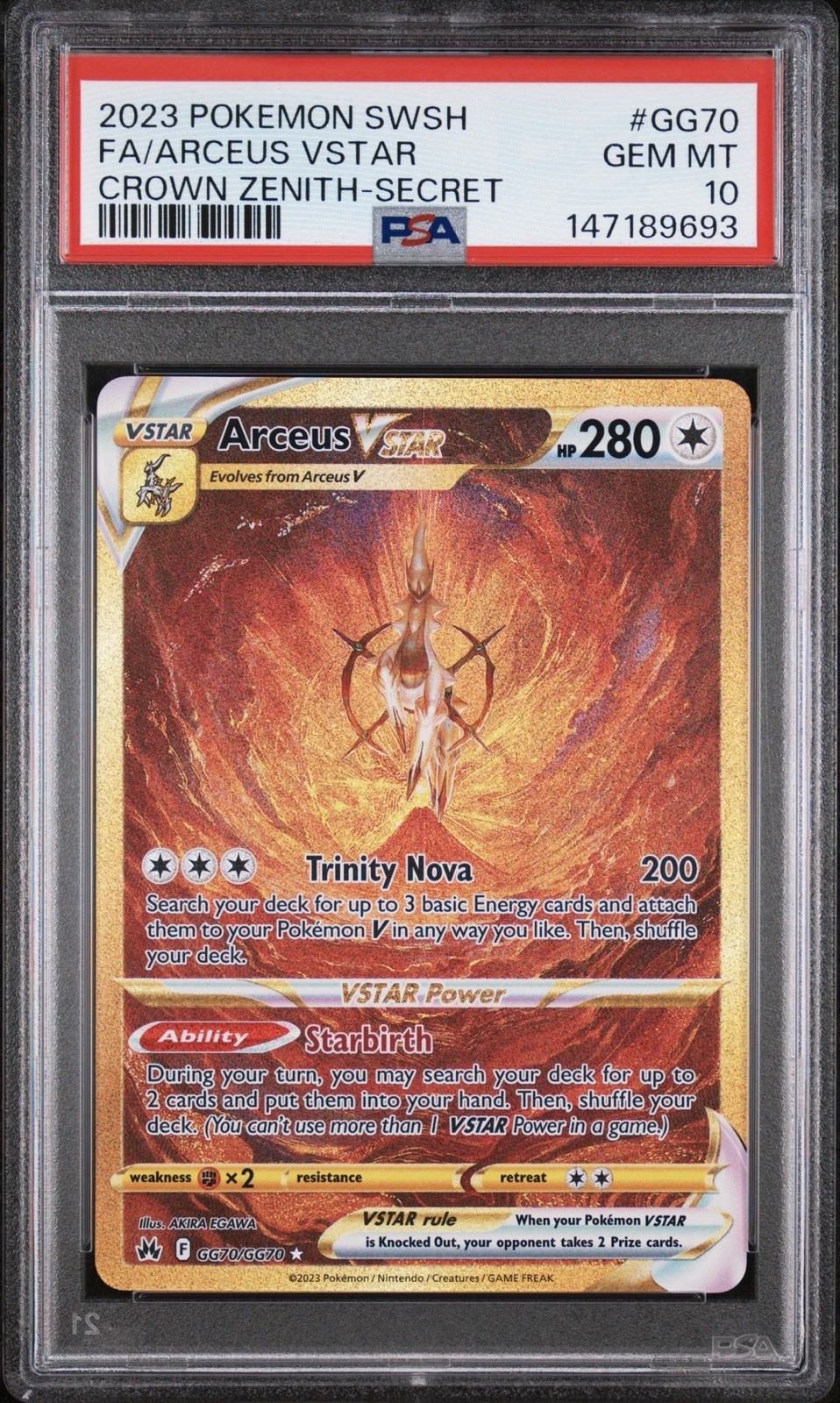 2023 Pokemon Sword and Shield Crown Zenith Full Art/Arceus Vstar Secret GG70