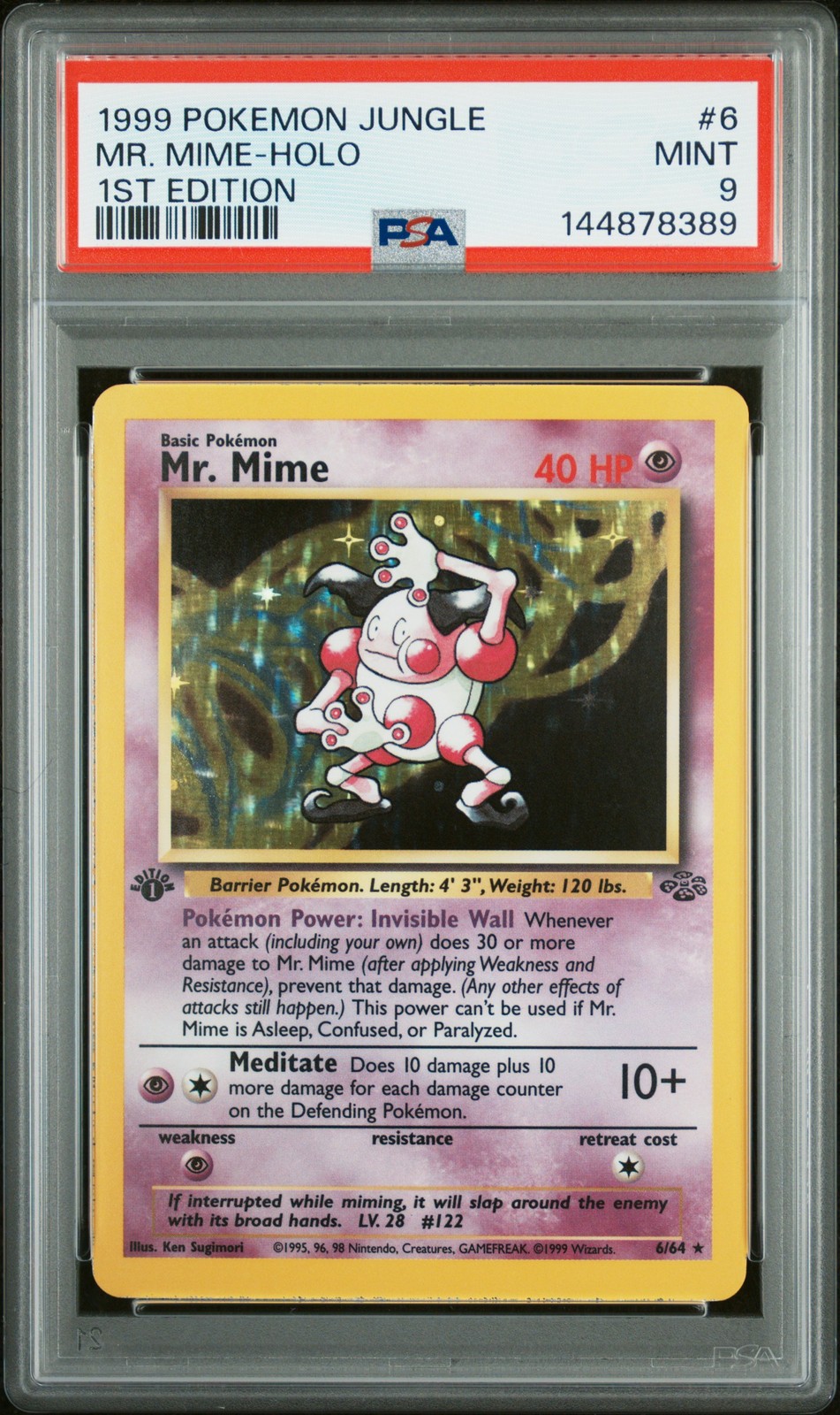 1999 Pokemon Jungle Mr. Mime-Holo 1st Edition 6