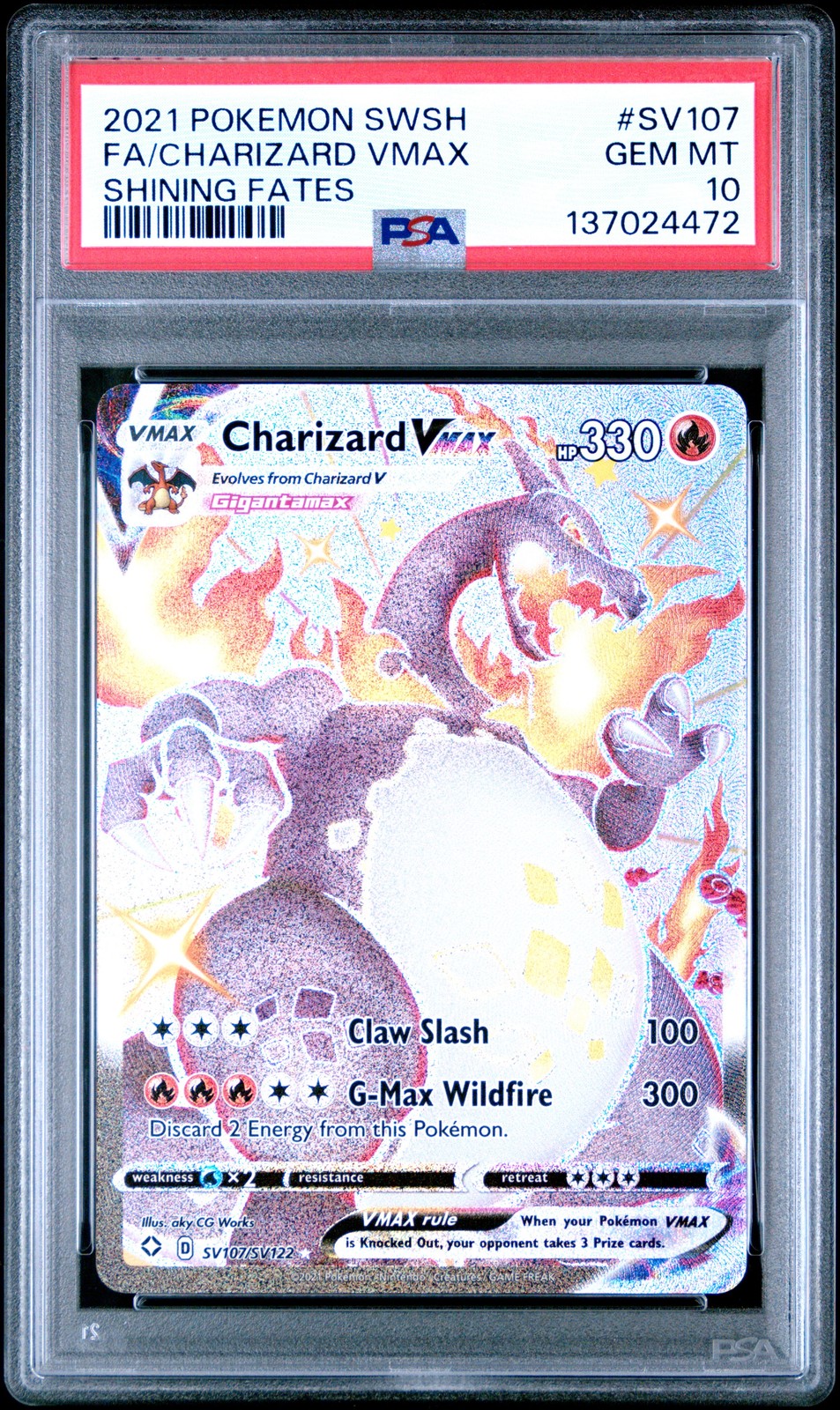 2021 Pokemon Sword & Shield Shining Fates Full Art/Charizard Vmax SV107