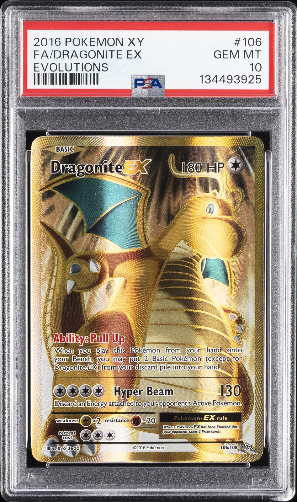2016 Pokemon XY Evolutions Full Art/Dragonite EX 106