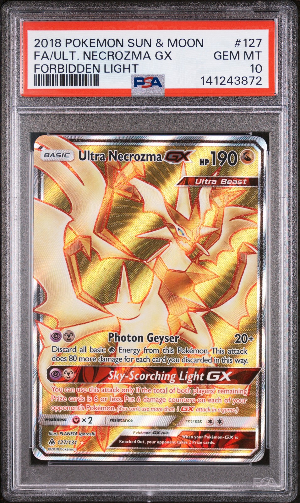 2018 Pokemon Sun & Moon Forbidden Light Full Art/Ultra Necrozma GX 127