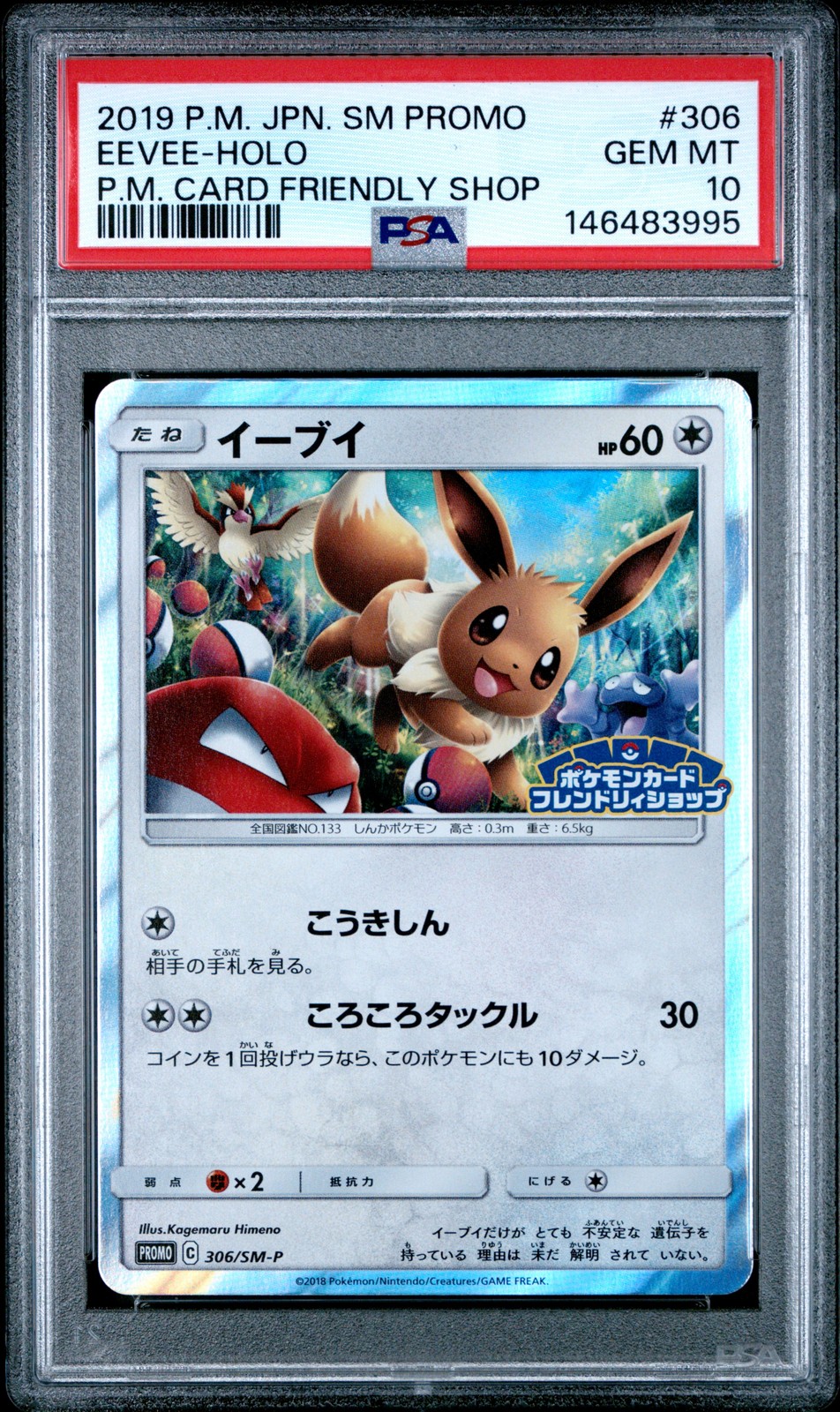 2019 Pokemon Japanese SM Promo Eevee-Holo Pokemon Card Friendly Shop 306