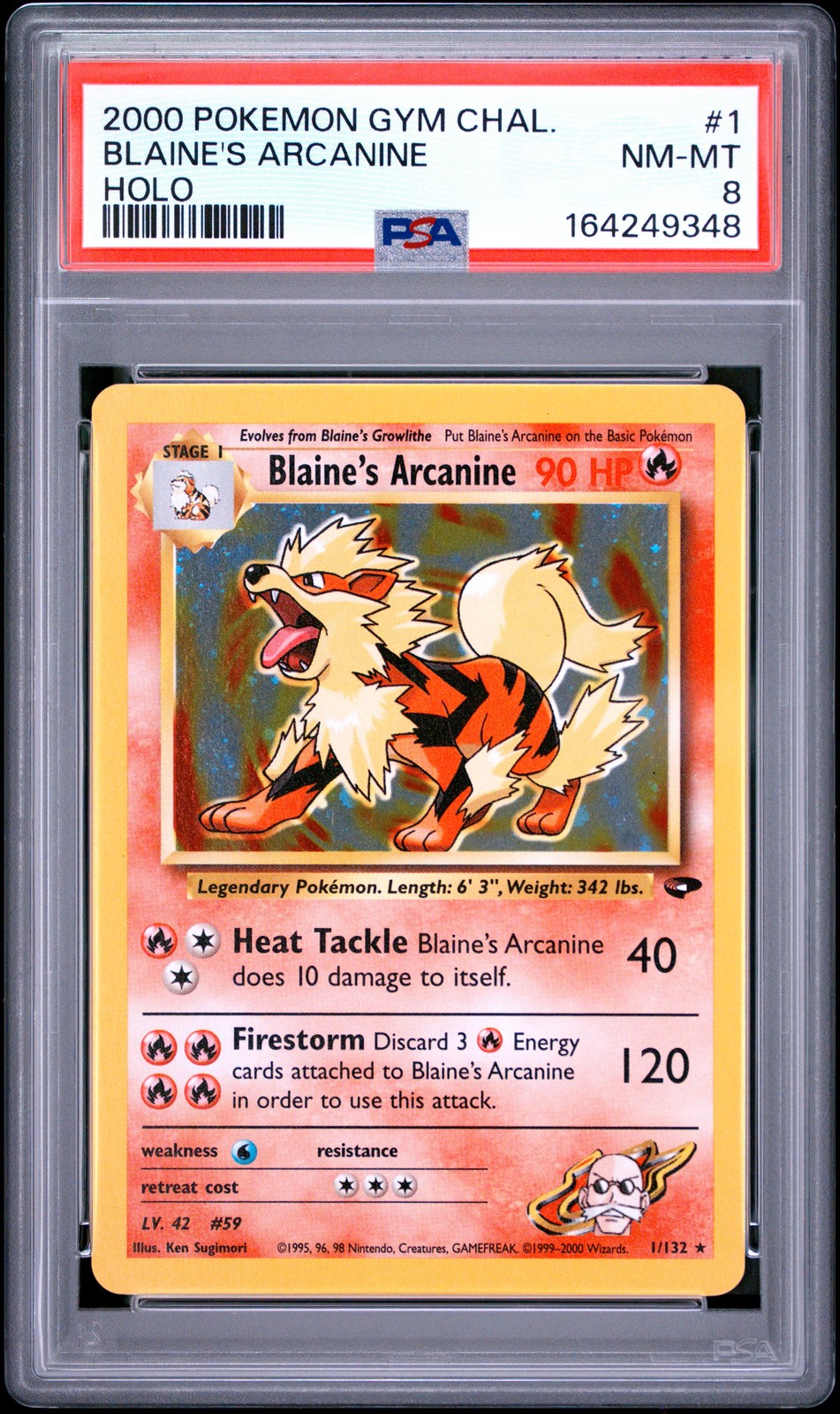 2000 Pokemon Gym Challenge Blaine's Arcanine Holo 1