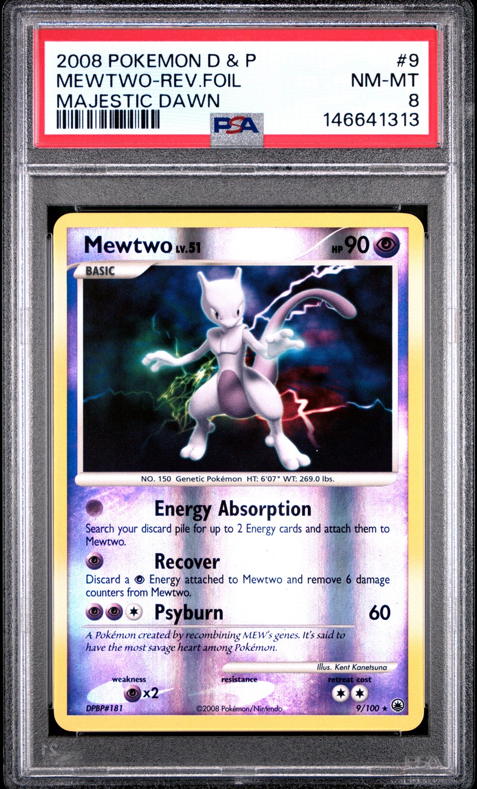 2008 Pokemon Diamond & Pearl Majestic Dawn Mewtwo-Reverse Foil 9